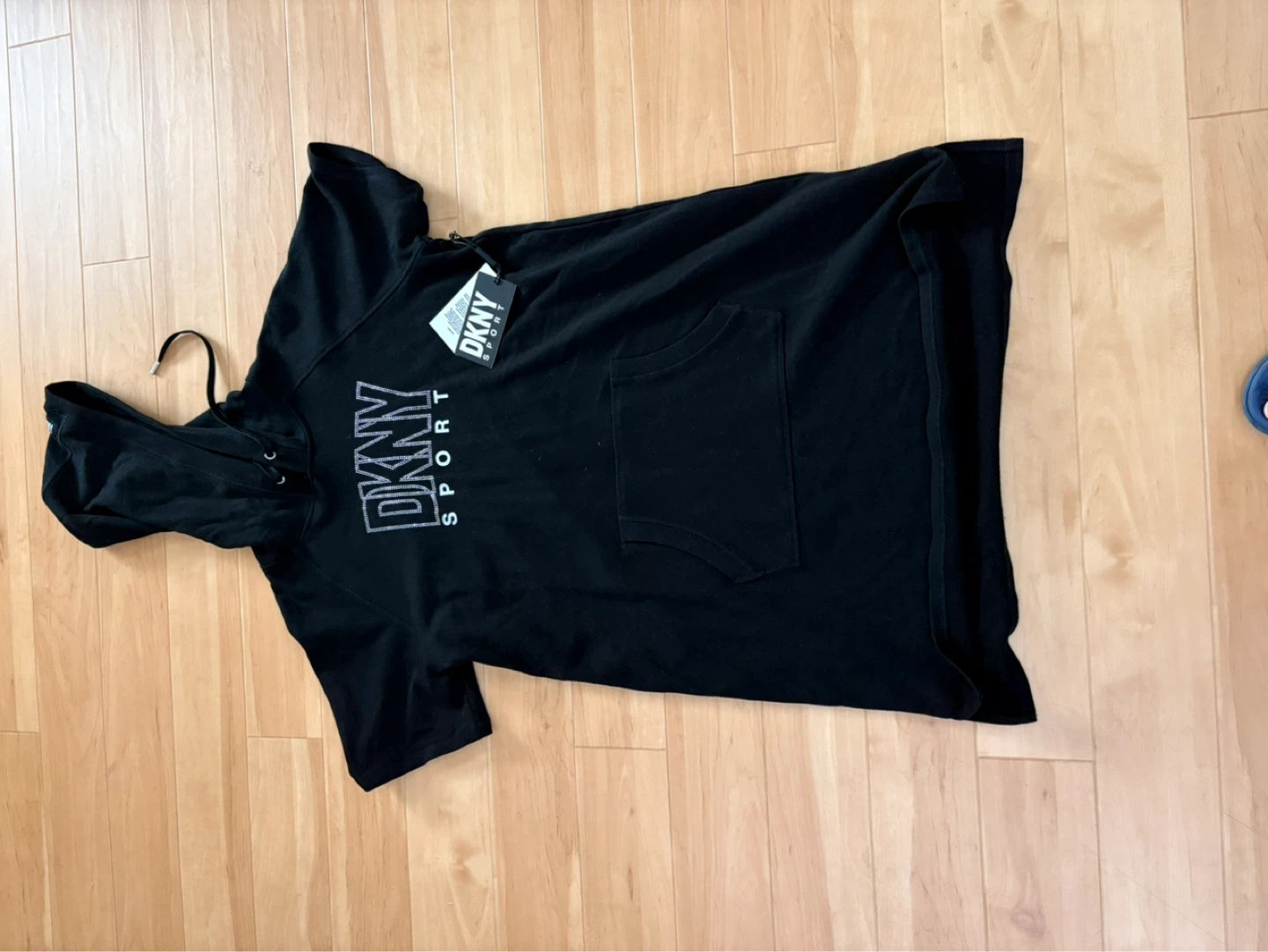 DKNY Sport Black Hooded Pullover with Pocket