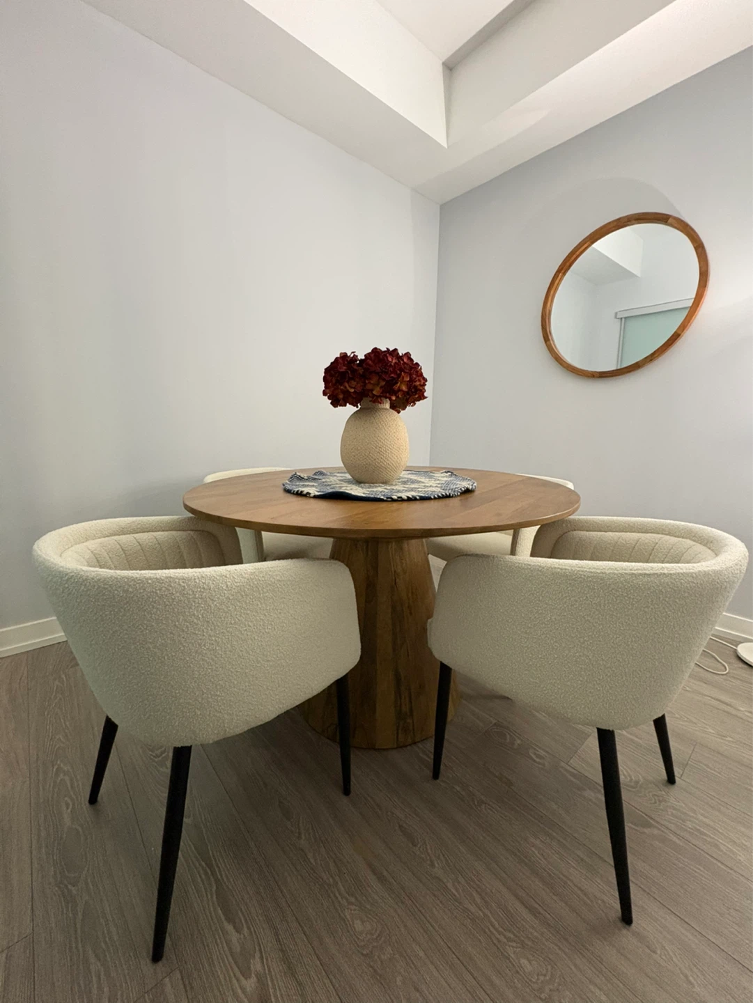 Round Wood Dining Table with 4 Chairs