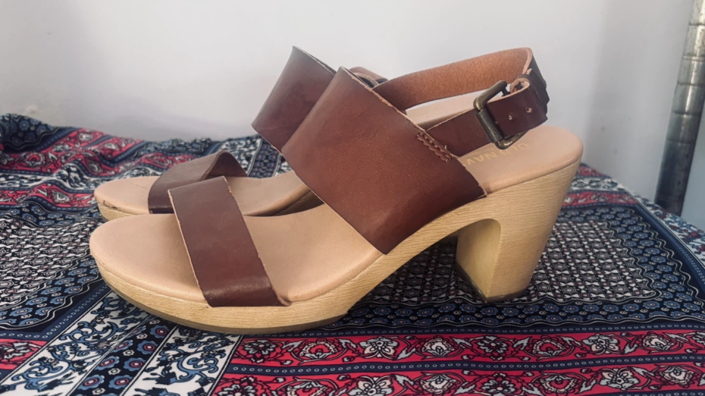 Brown Leather Wedge Sandals - photo 3