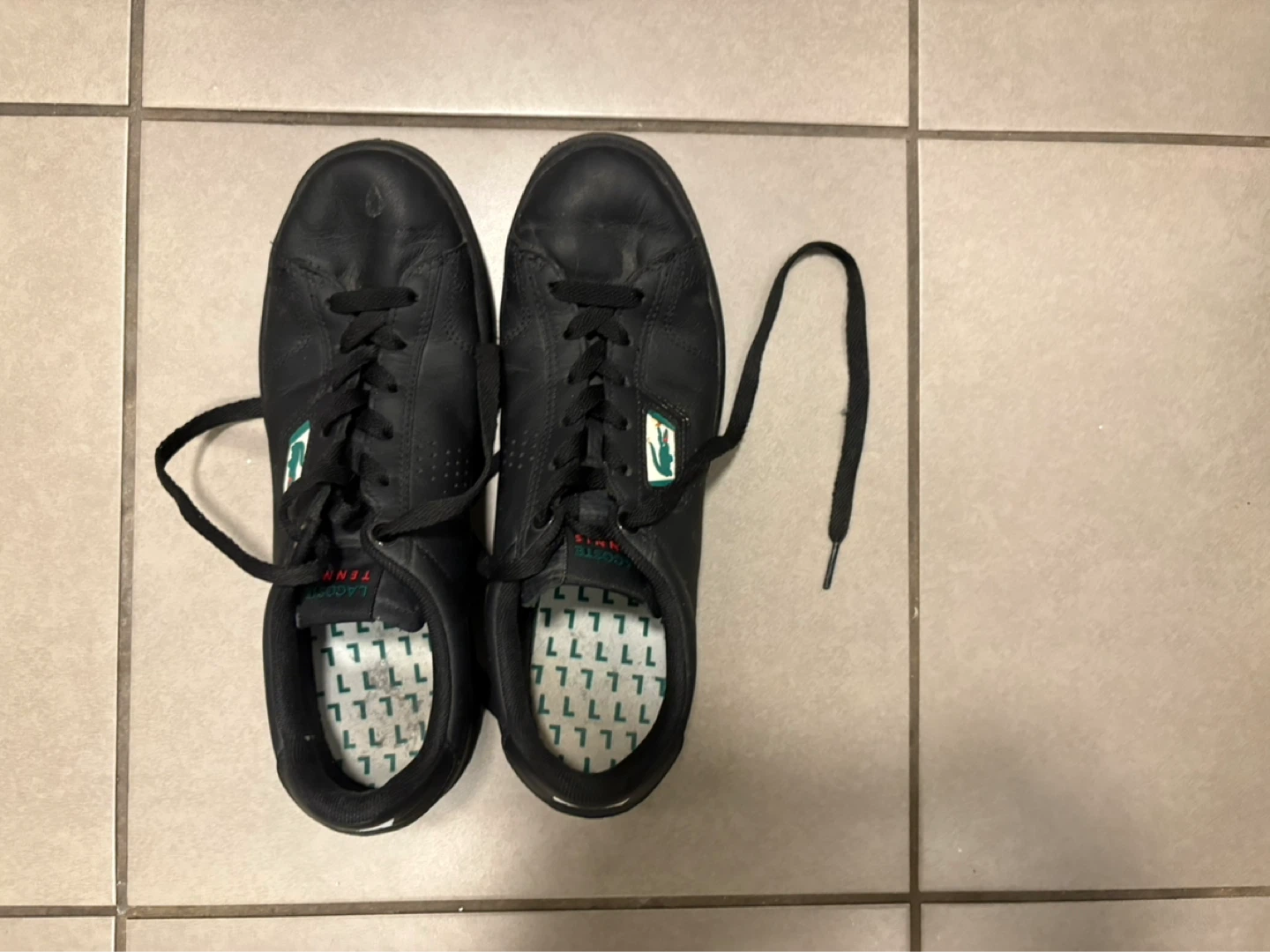 Lacoste Black Leather Tennis Shoes