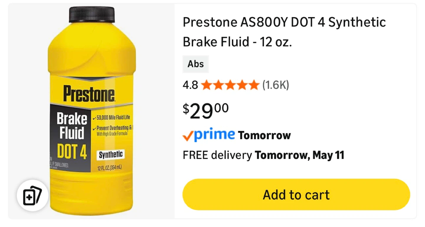 Prestone DOT 4 Brake Fluid