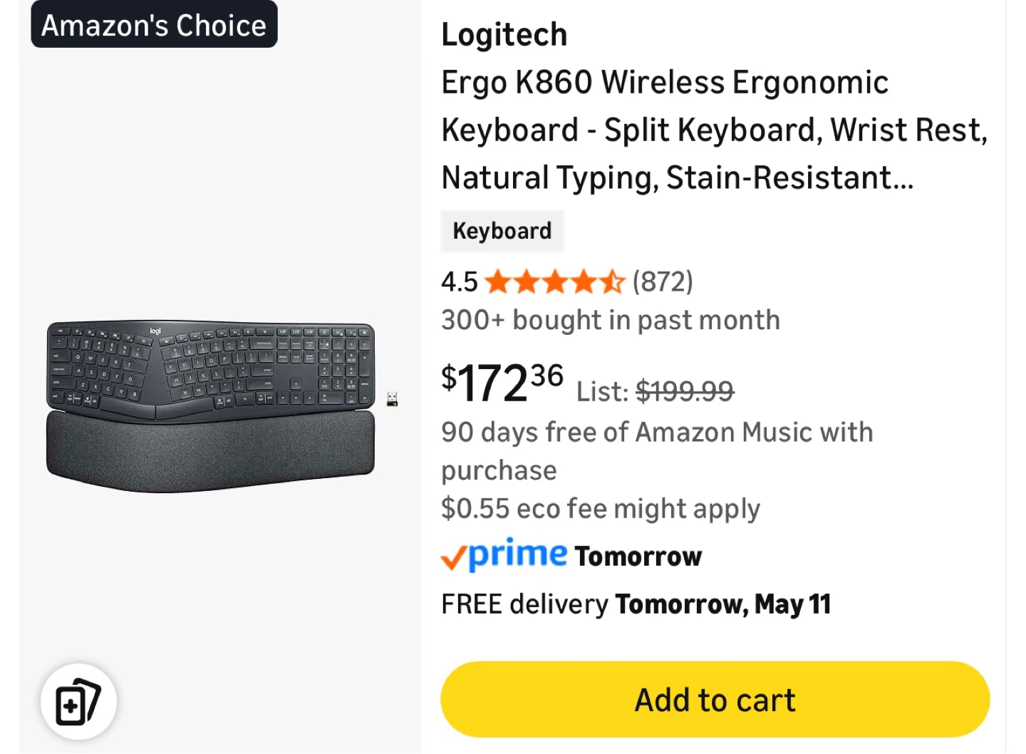 Logitech Ergo K860 Wireless Ergonomic - photo 2