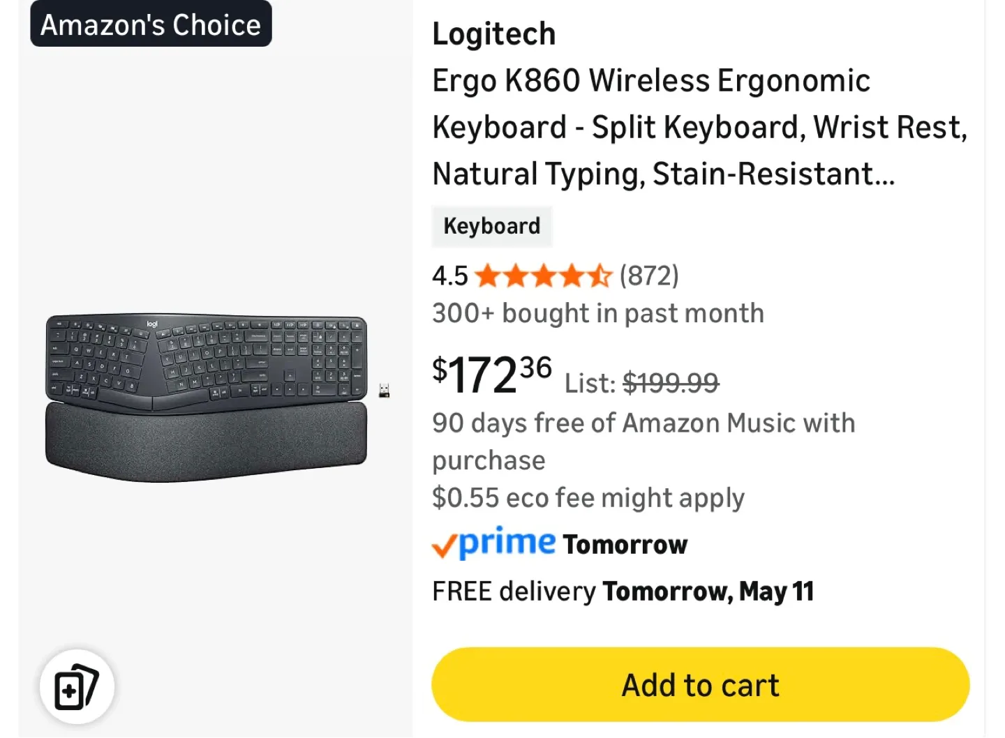Logitech Ergo K860 Wireless Ergonomic - photo 2