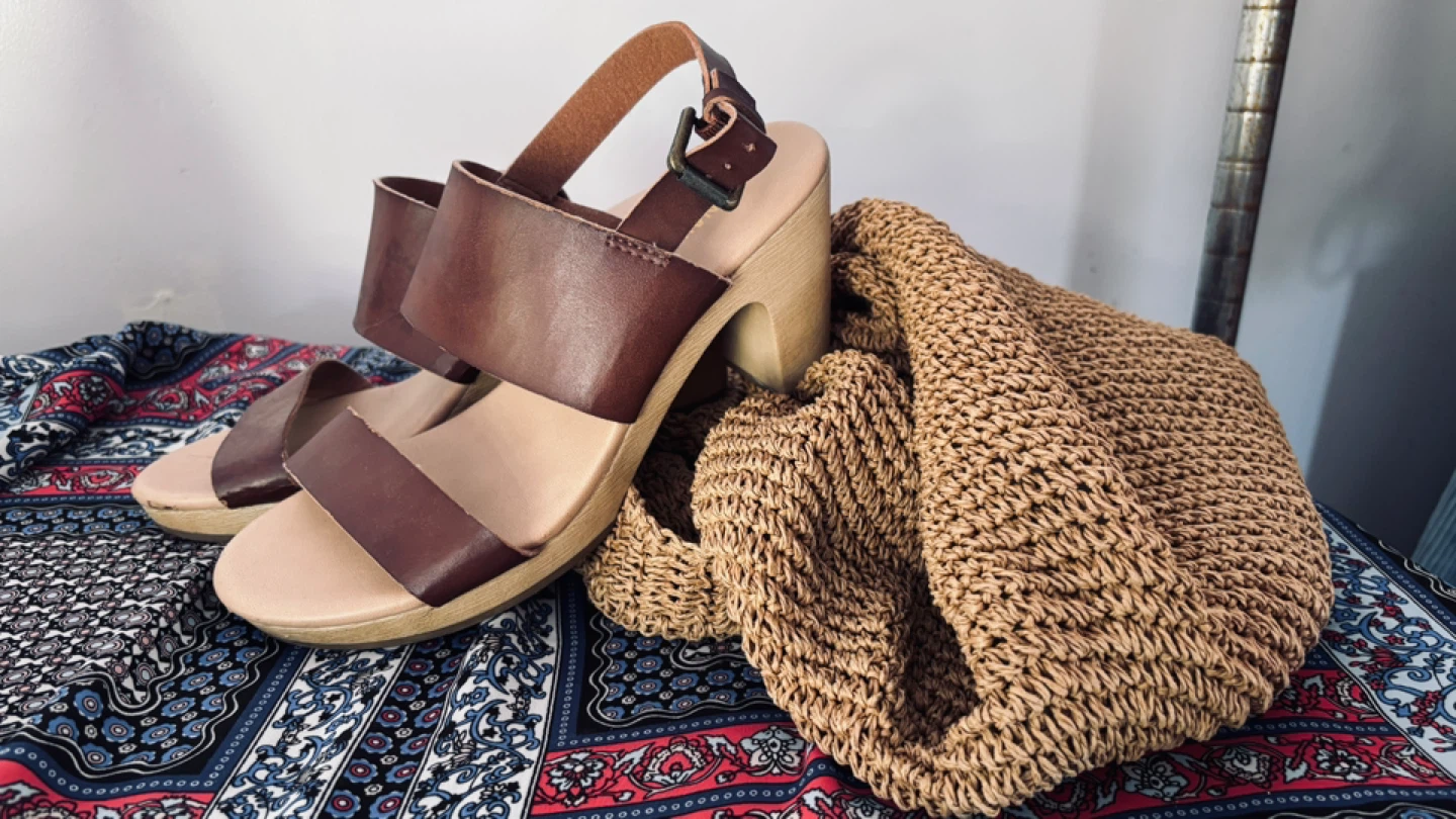 Brown Leather Wedge Sandals