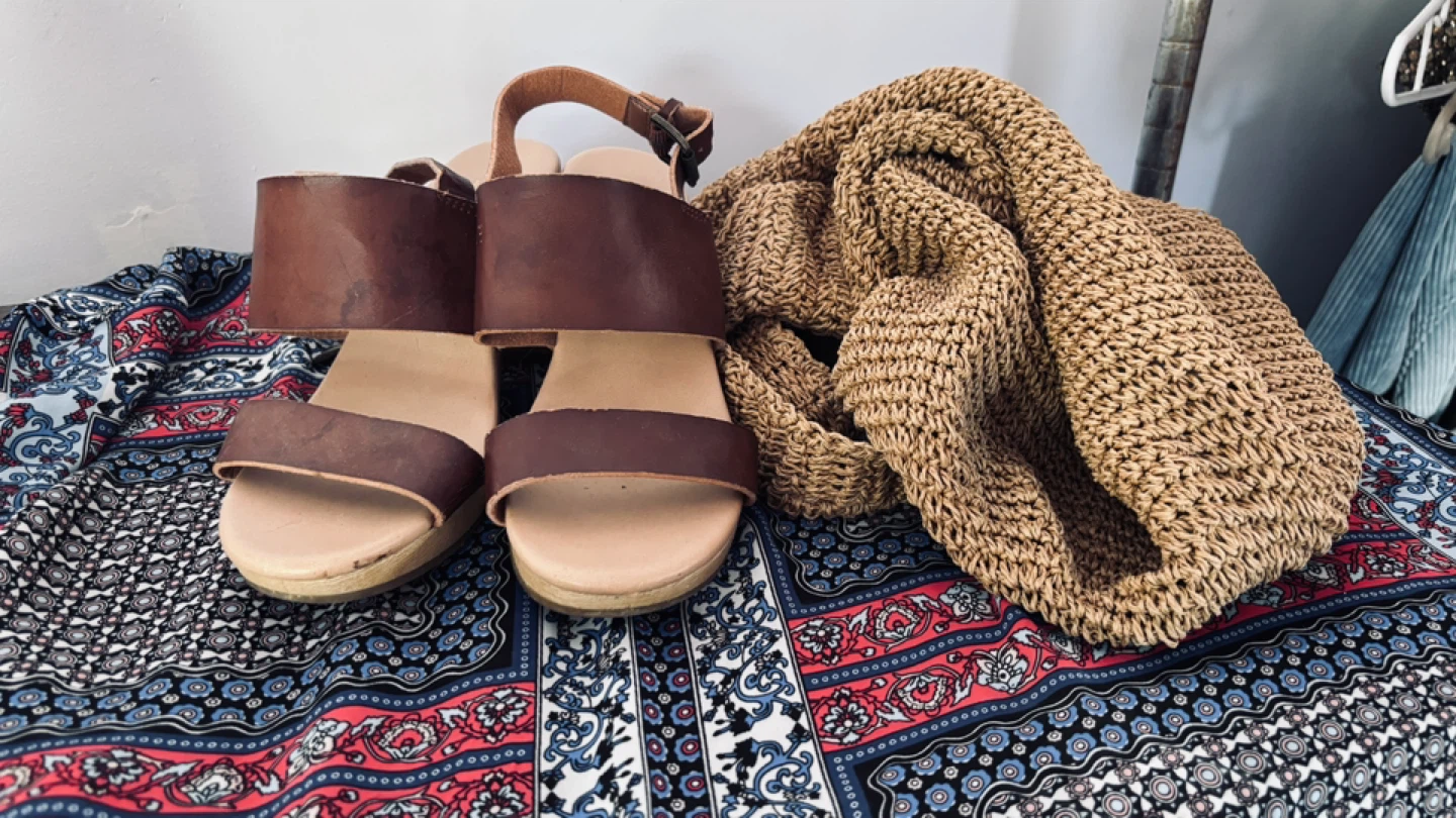 Brown Leather Wedge Sandals - photo 2