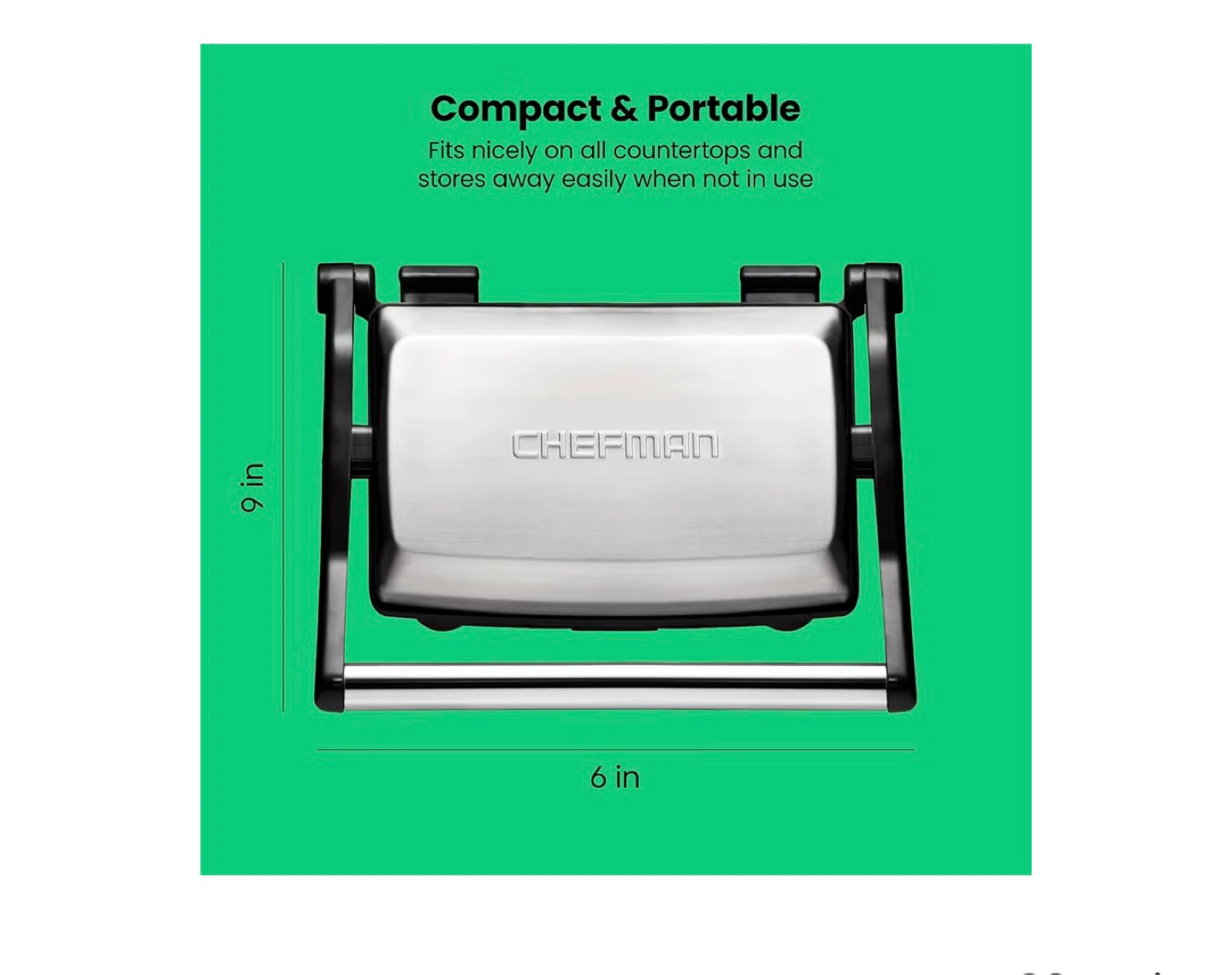 Chefman 2-Slice Panini Press + Grill - photo 2