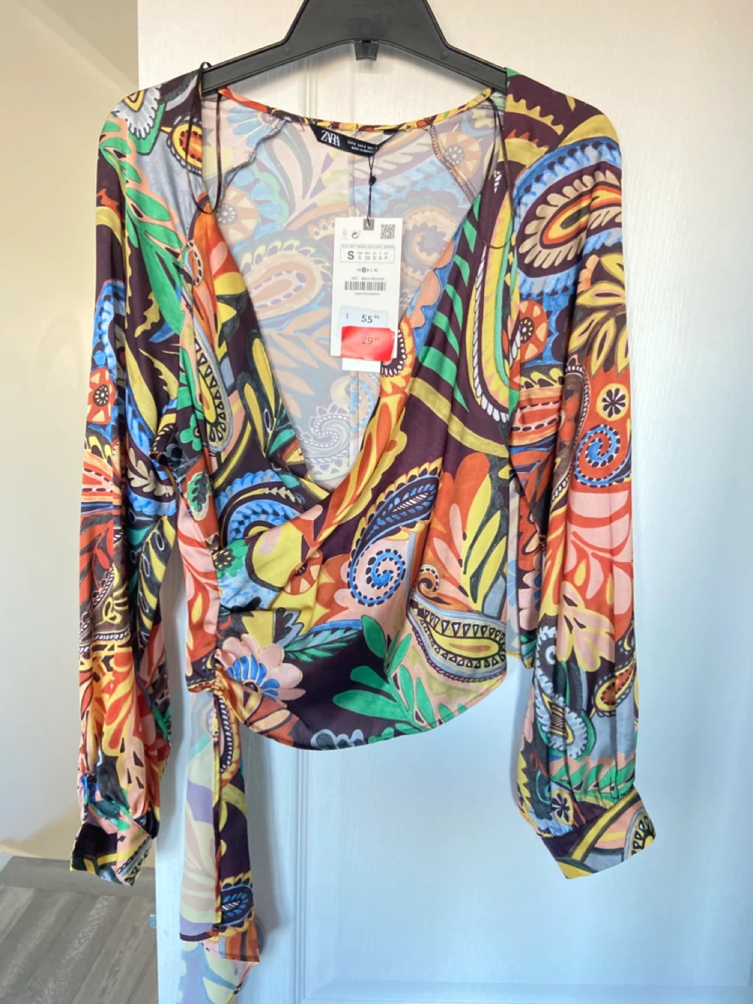 ZARA Printed Wrap Blouse