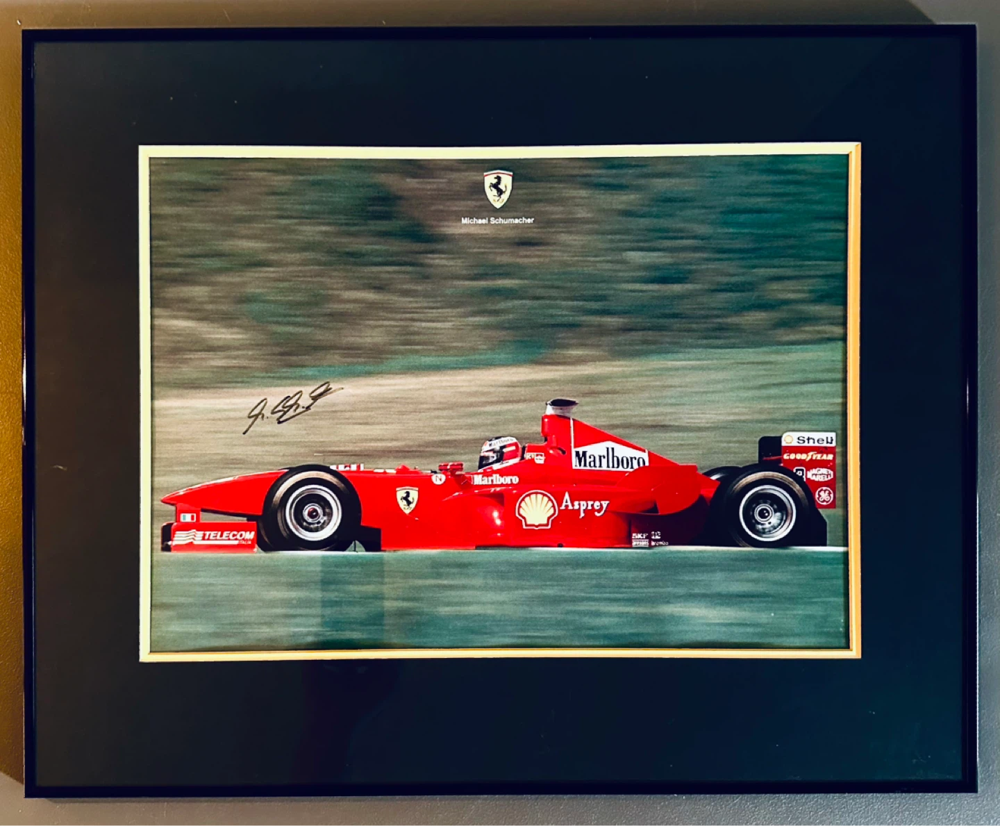 Framed Michael Schumacher Ferrari F1 Photo with Autograph