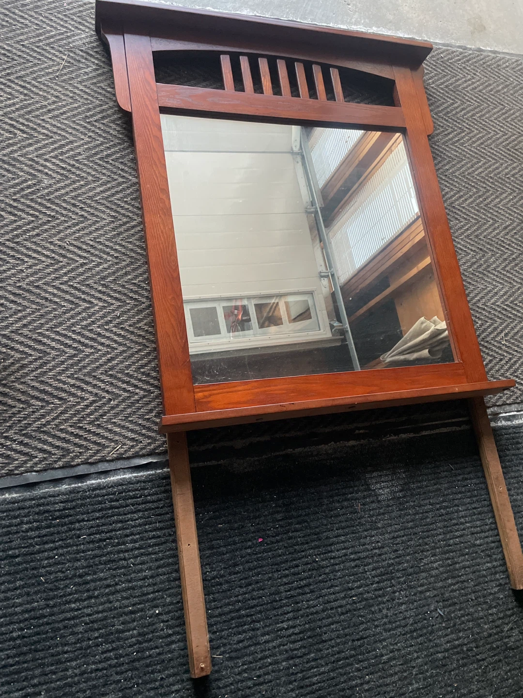 Wooden Framed Mirror with Shelf - photo 3