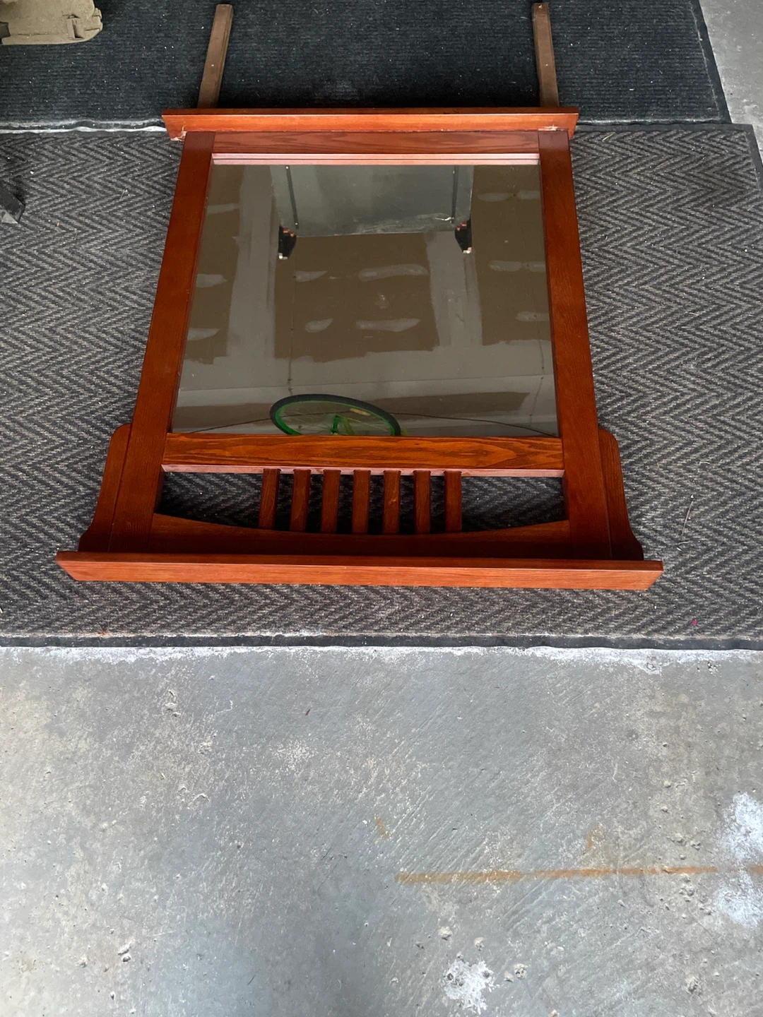 Wooden Framed Mirror with Shelf - photo 2