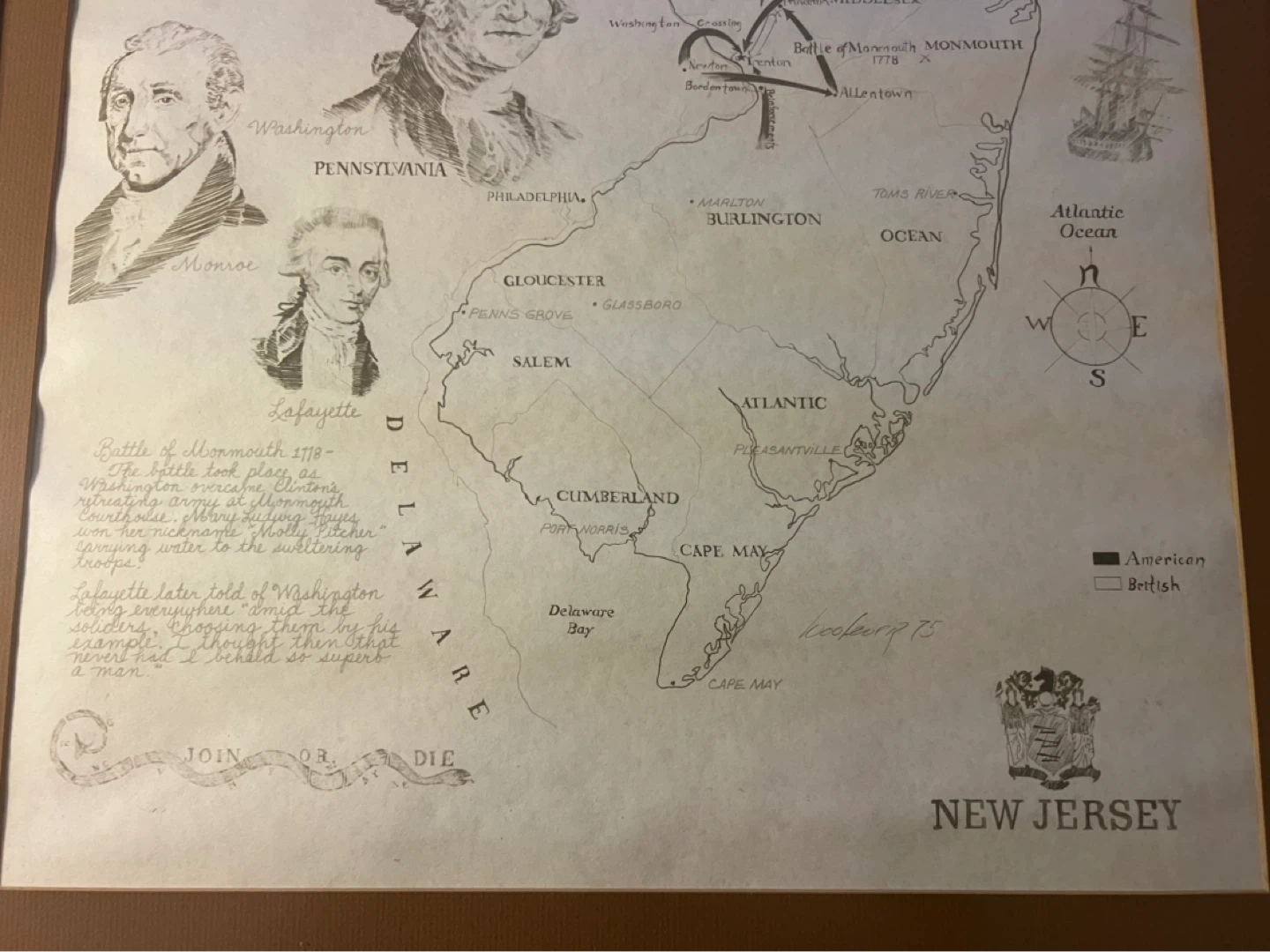 Bicentennial Map of New Jersey Framed Print - photo 3