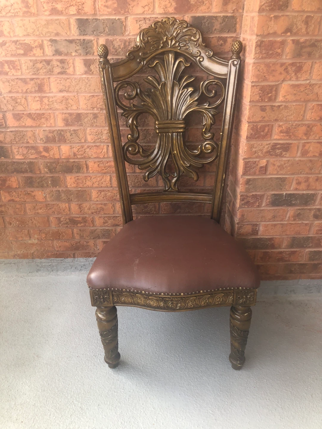 Ornate Dining Chair - Faux Leather Seat - photo 5