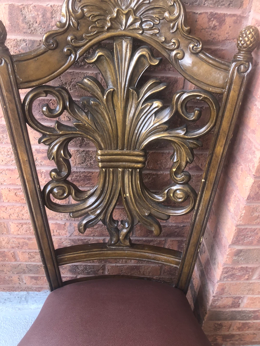 Ornate Dining Chair - Faux Leather Seat - photo 2