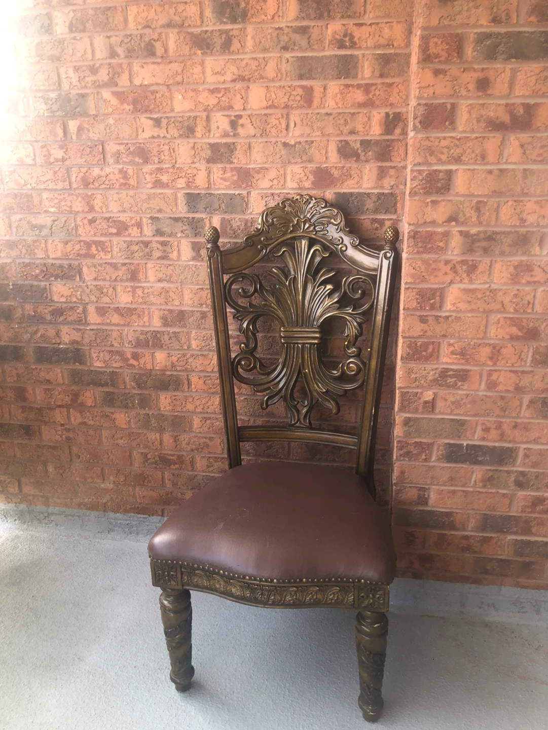 Ornate Dining Chair - Faux Leather Seat