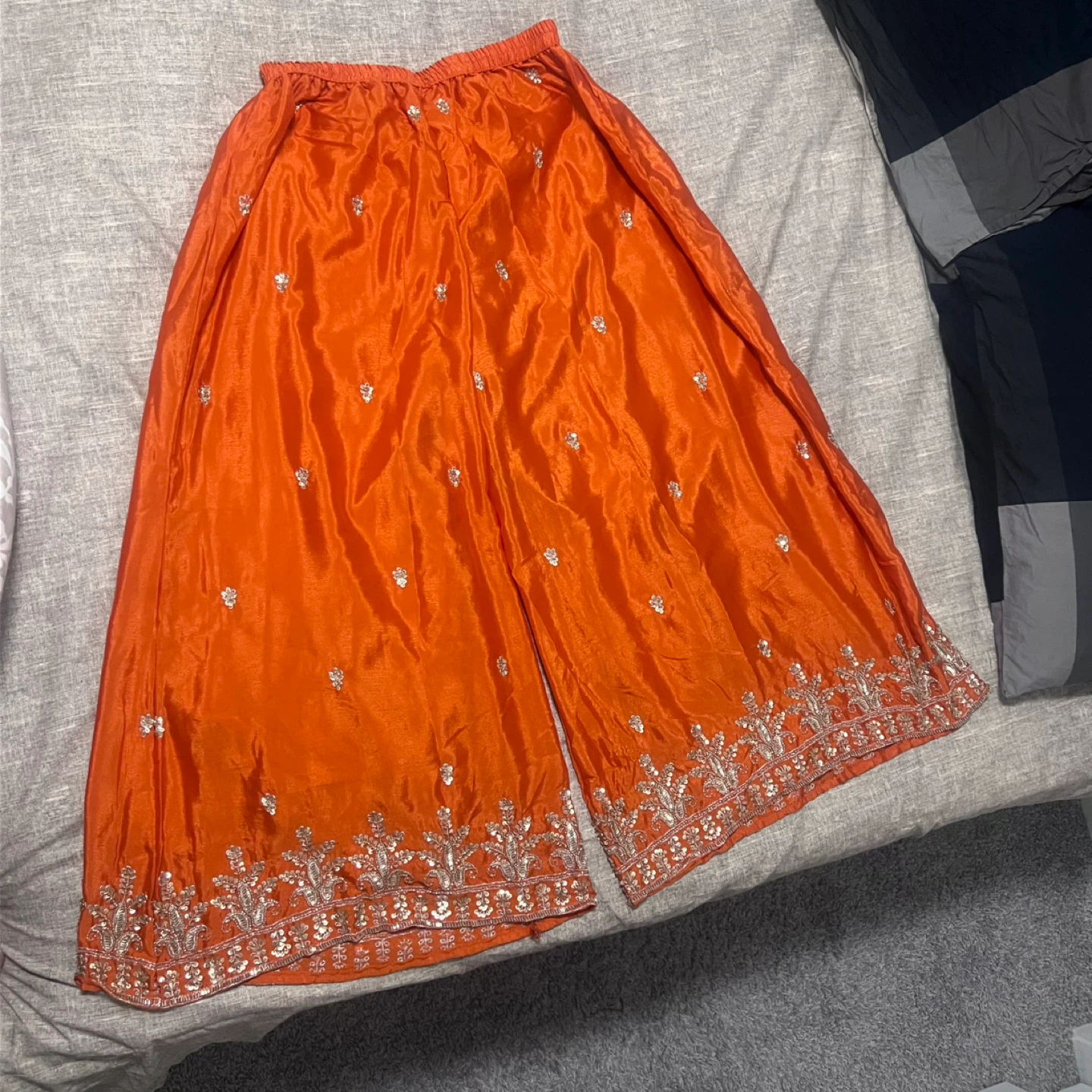 Orange Embroidered Kurti and Palazzo Pants Set - photo 3