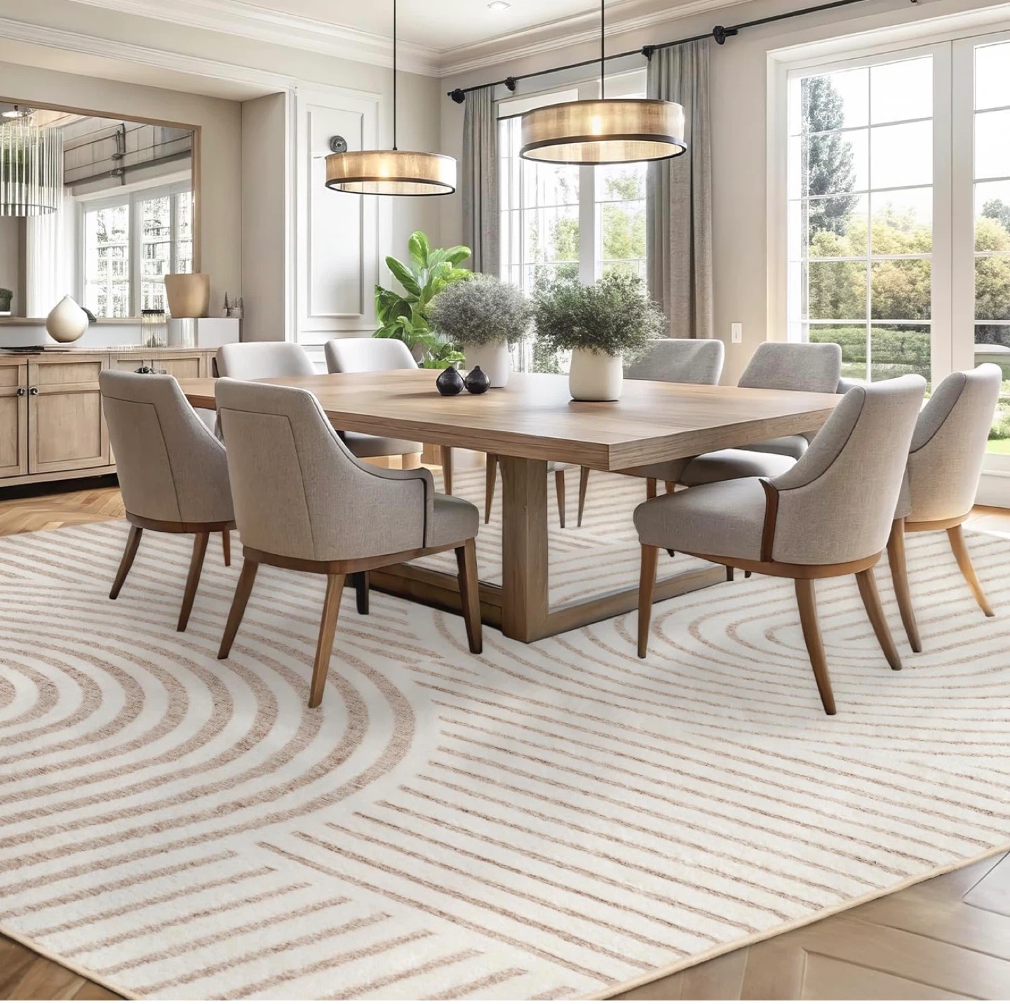 3D Jacquard Geometric Area Rug - Beige and White - photo 4