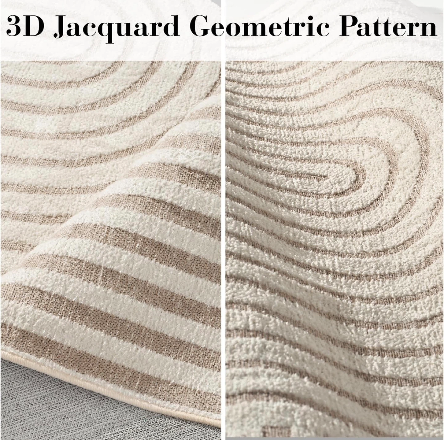 3D Jacquard Geometric Area Rug - Beige and White - photo 5