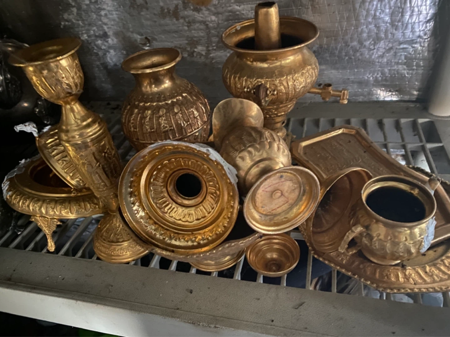 Collection of decorative brass items