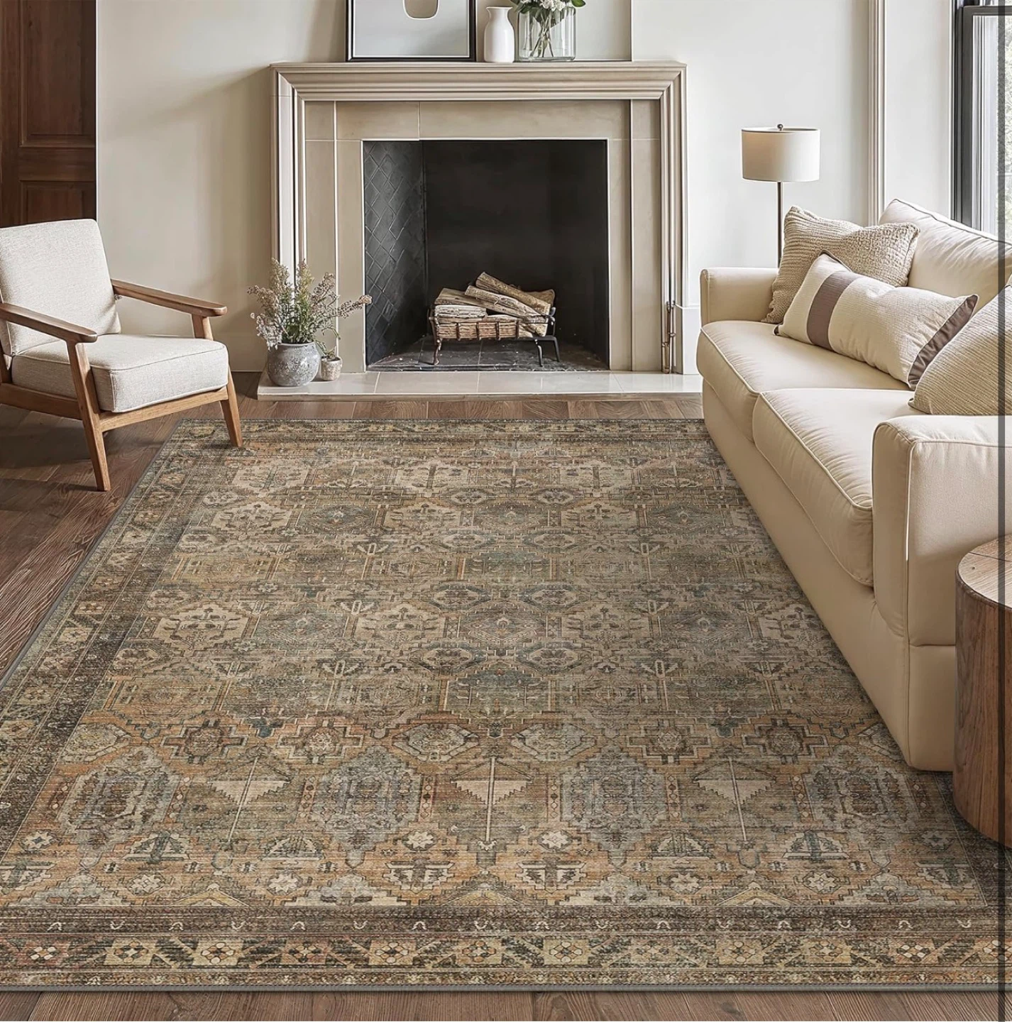 Distressed Medallion Area Rug