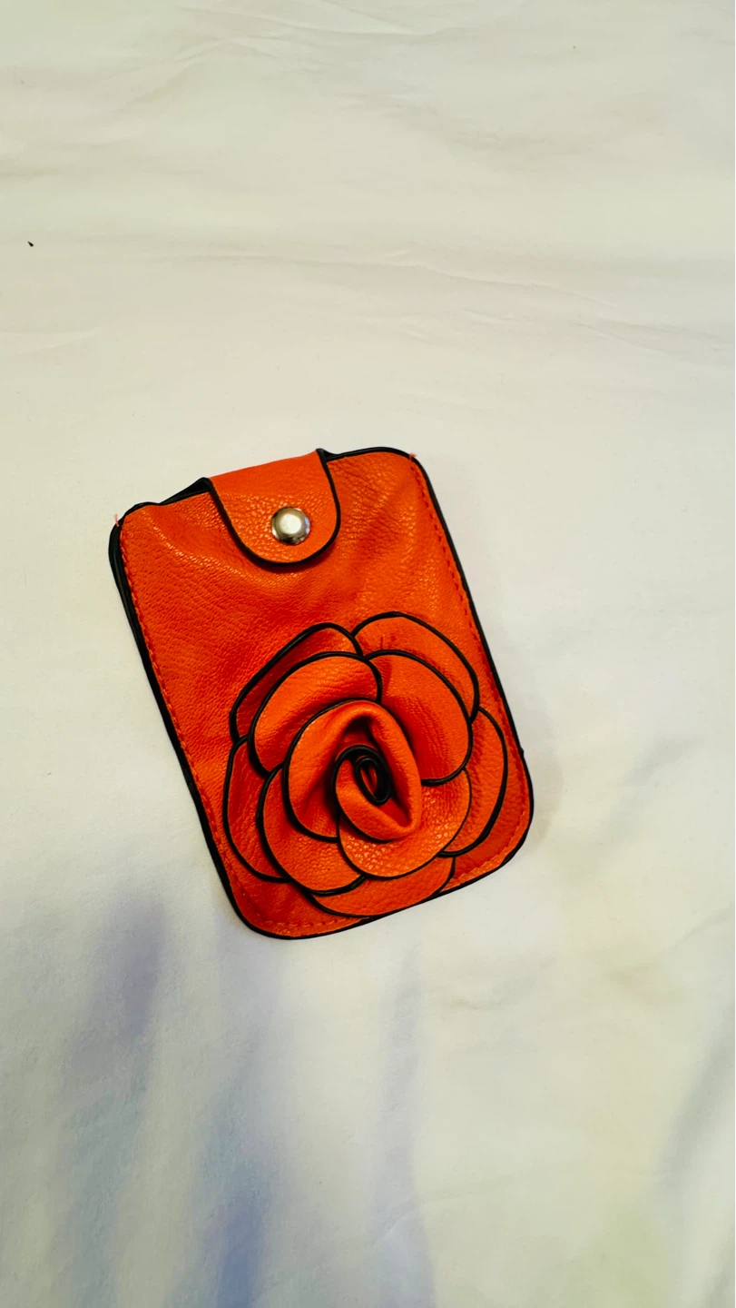 Orange Card Holder with Rose Design