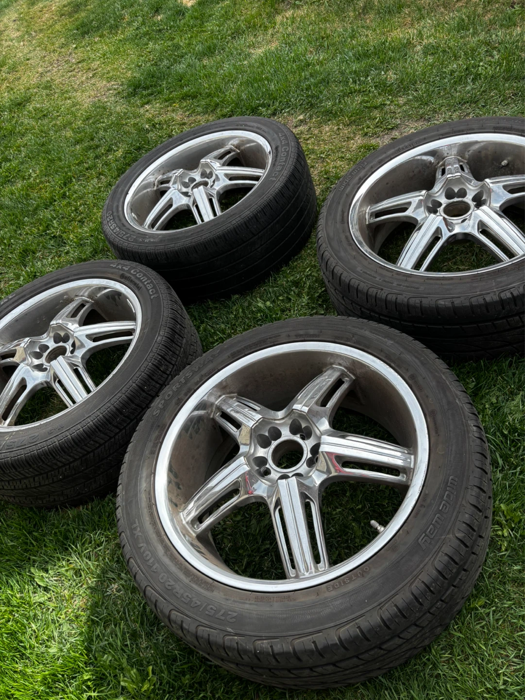 Set of 4 5x120 Chrome Alloy Wheels with Continental Tires - photo 2