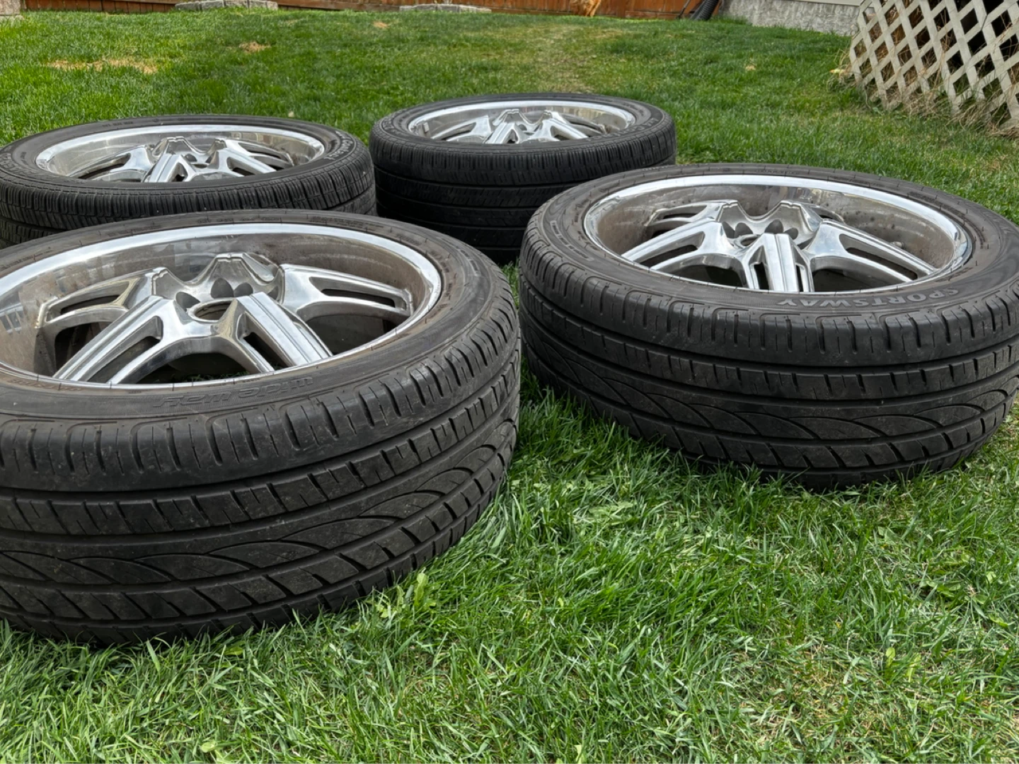 Set of 4 5x120 Chrome Alloy Wheels with Continental Tires - photo 3