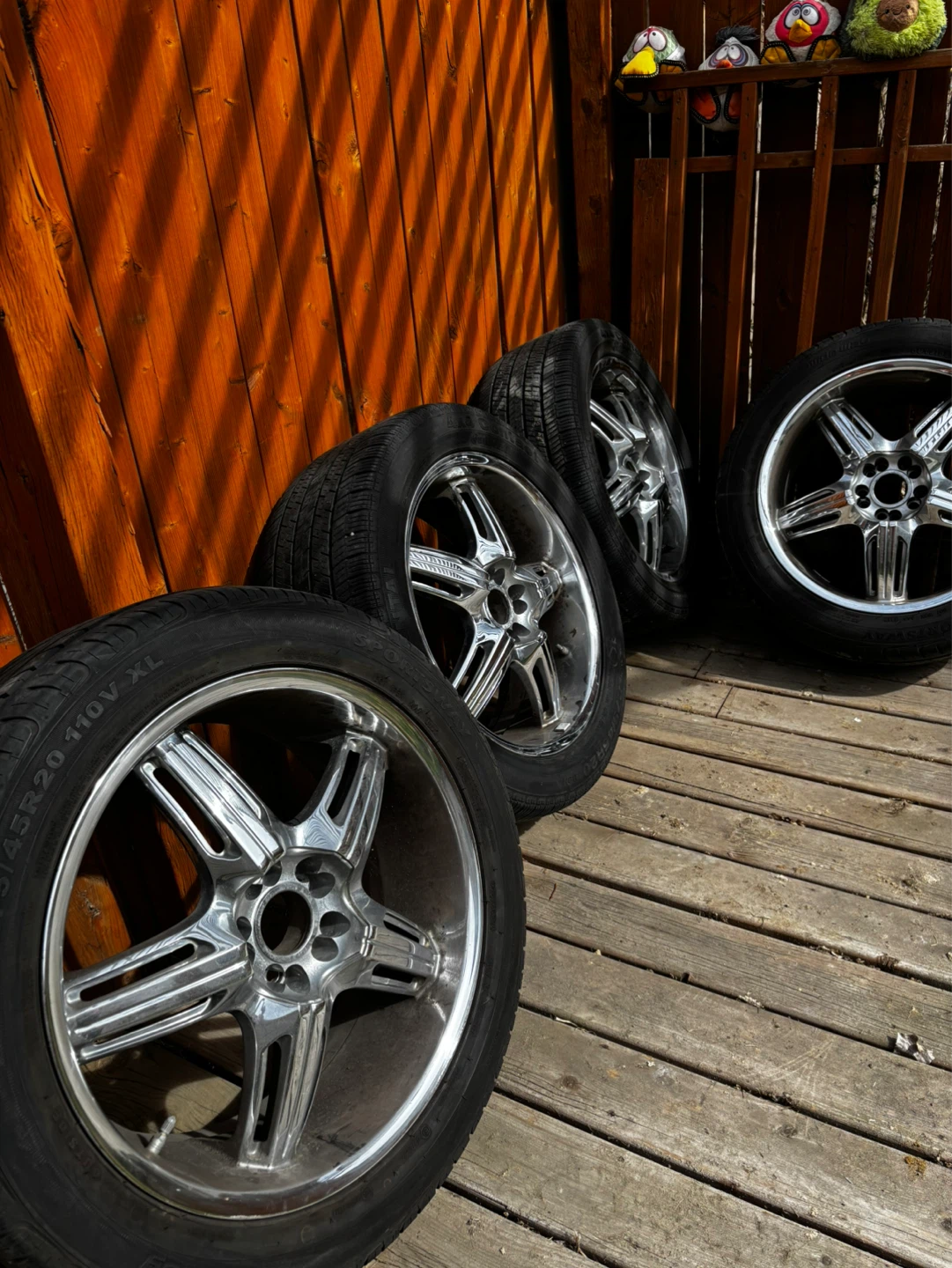 Set of 4 5x120 Chrome Alloy Wheels with Continental Tires - photo 5