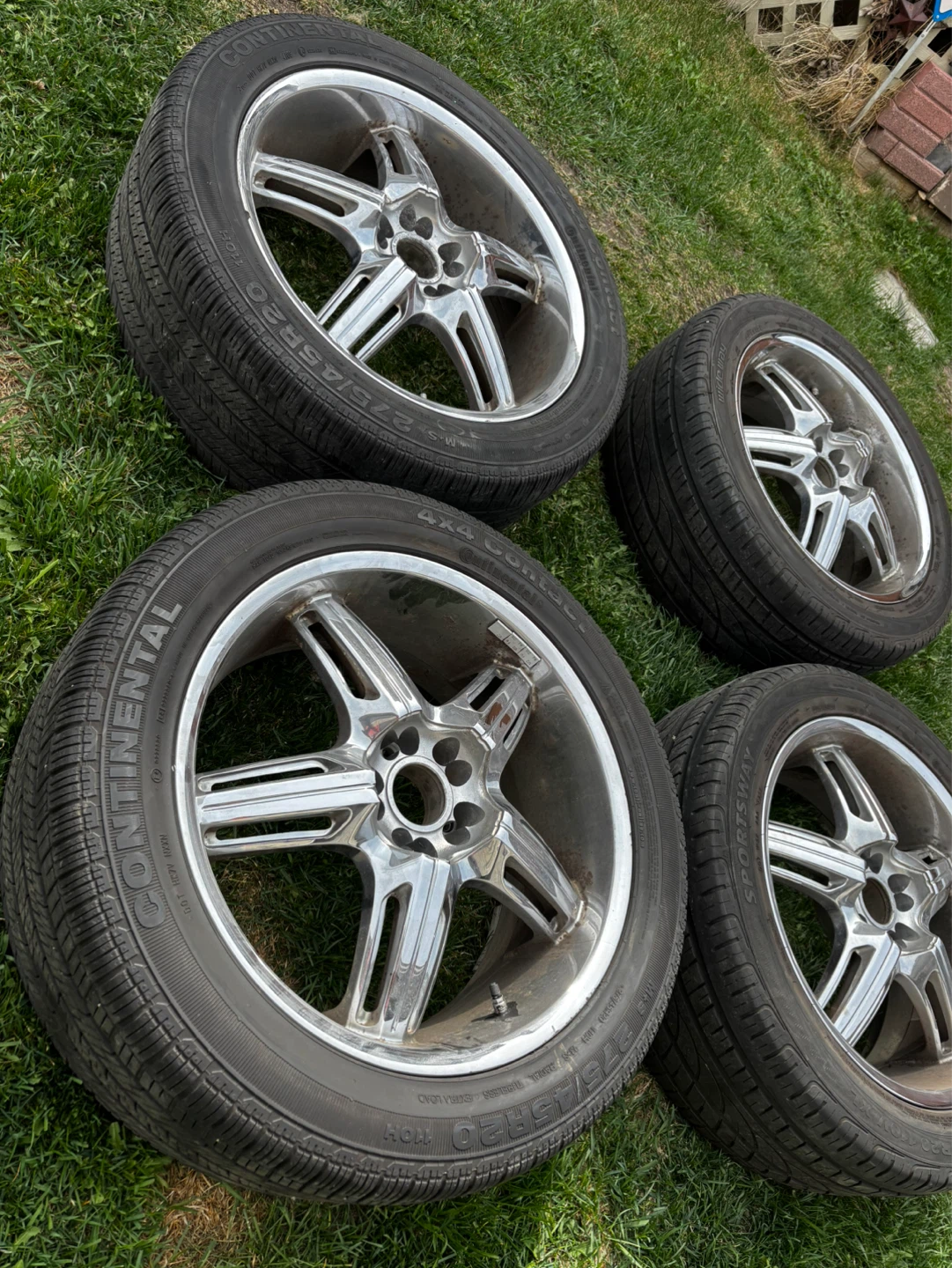 Set of 4 5x120 Chrome Alloy Wheels with Continental Tires - photo 4