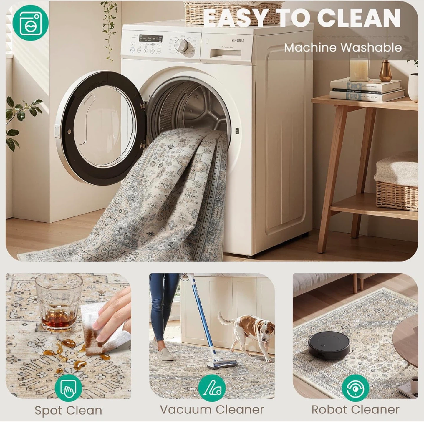 Machine Washable Area Rug 6' x 9' - photo 4