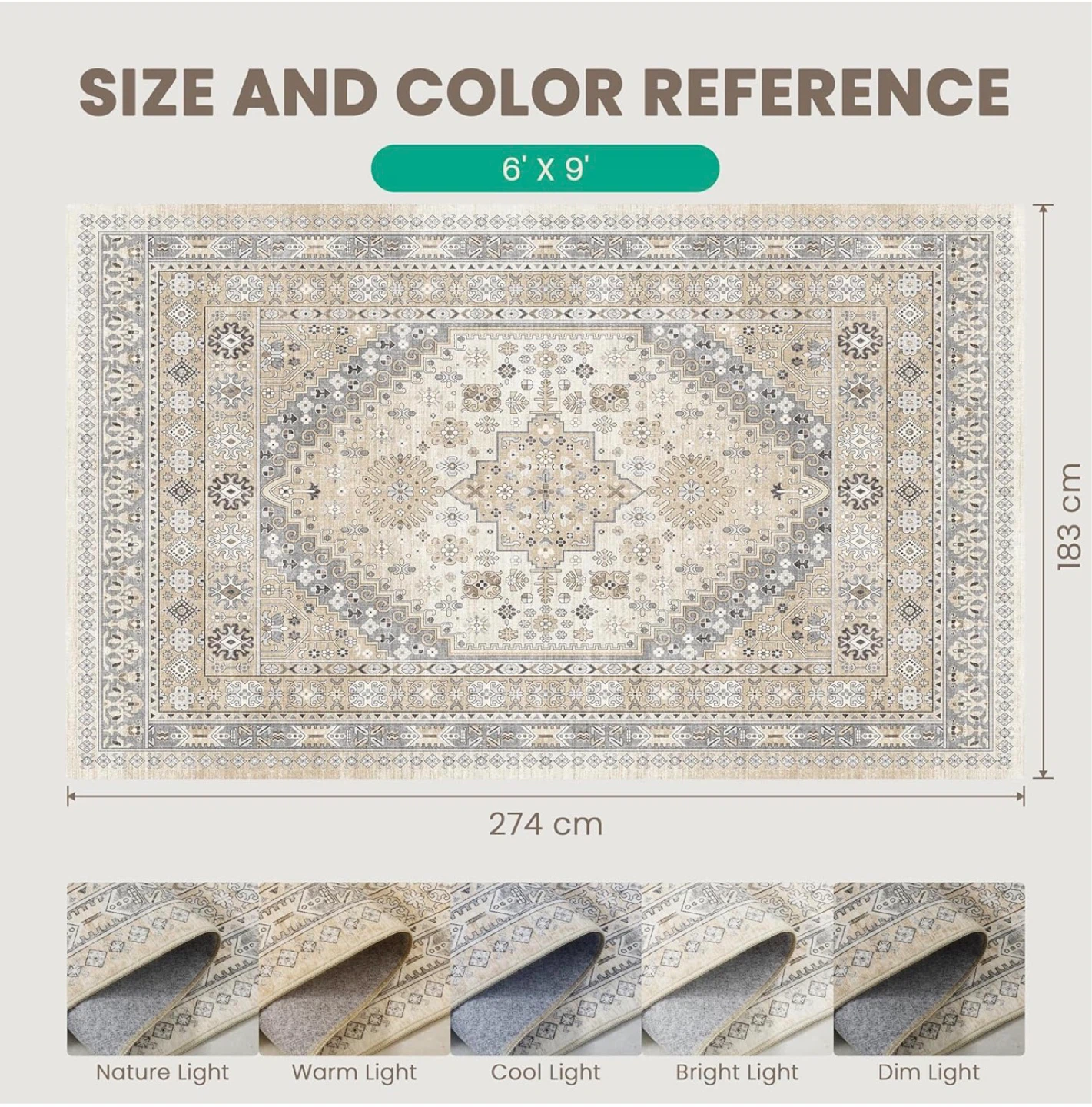 Machine Washable Area Rug 6' x 9' - photo 3