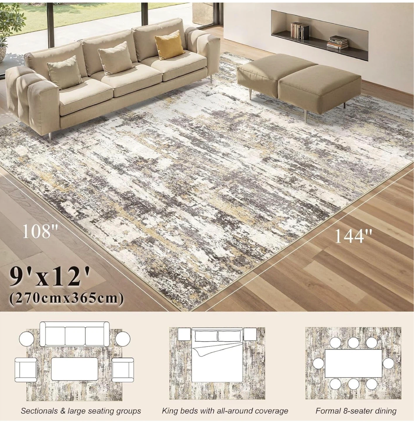 9'x12' Area Rug - Modern Abstract Design - photo 3