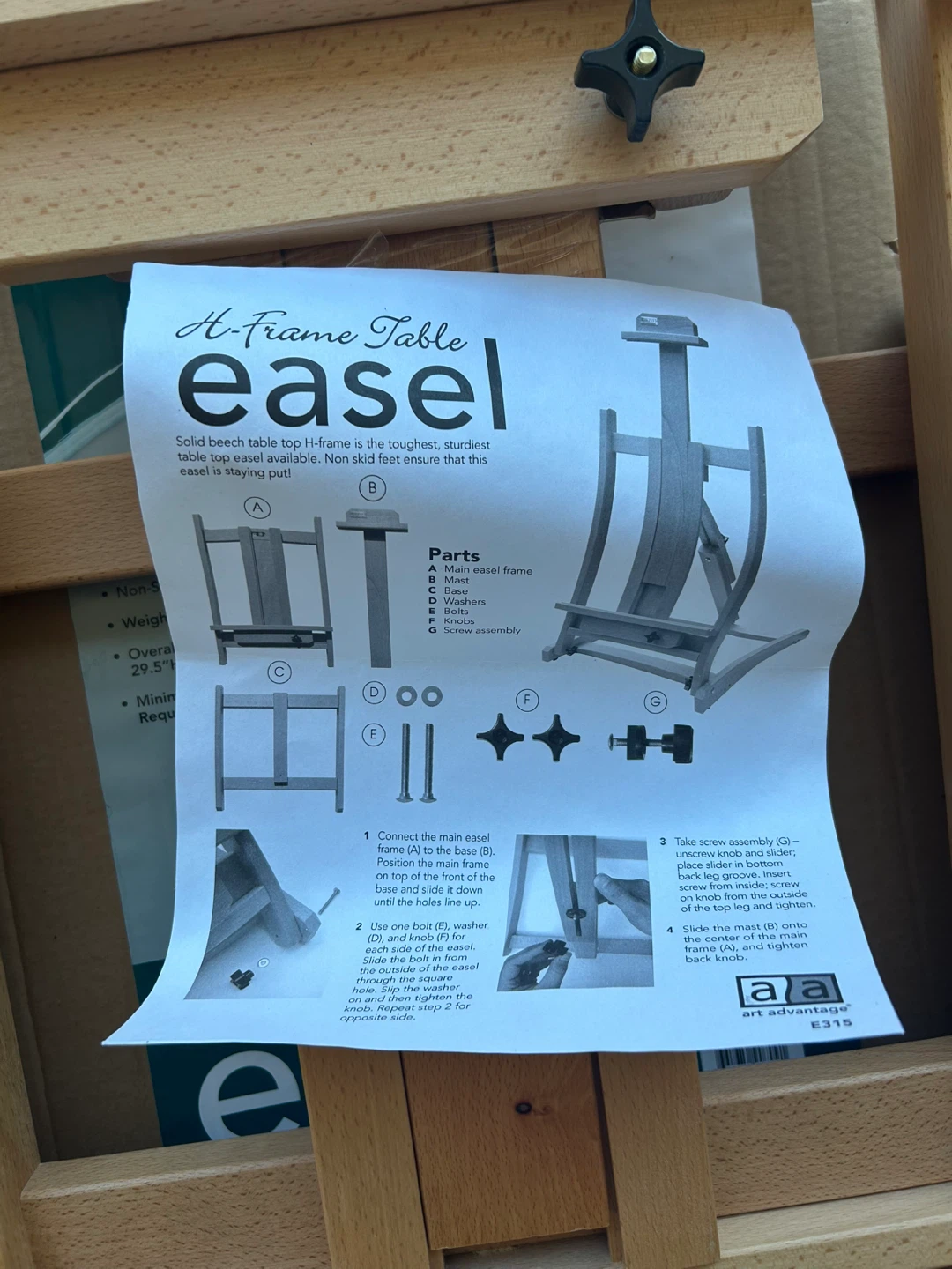 Art Advantage H-Frame Beech Table Easel - photo 3