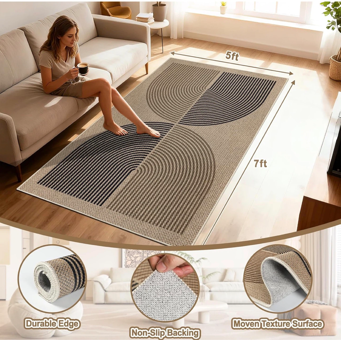 Modern Geometric Area Rug - 5x7 ft - photo 3