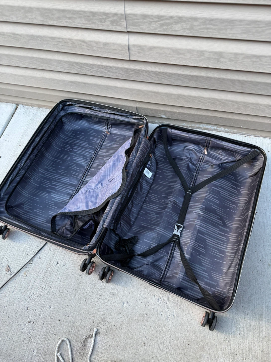 White Hardside Spinner Luggage with Rose Gold Accents