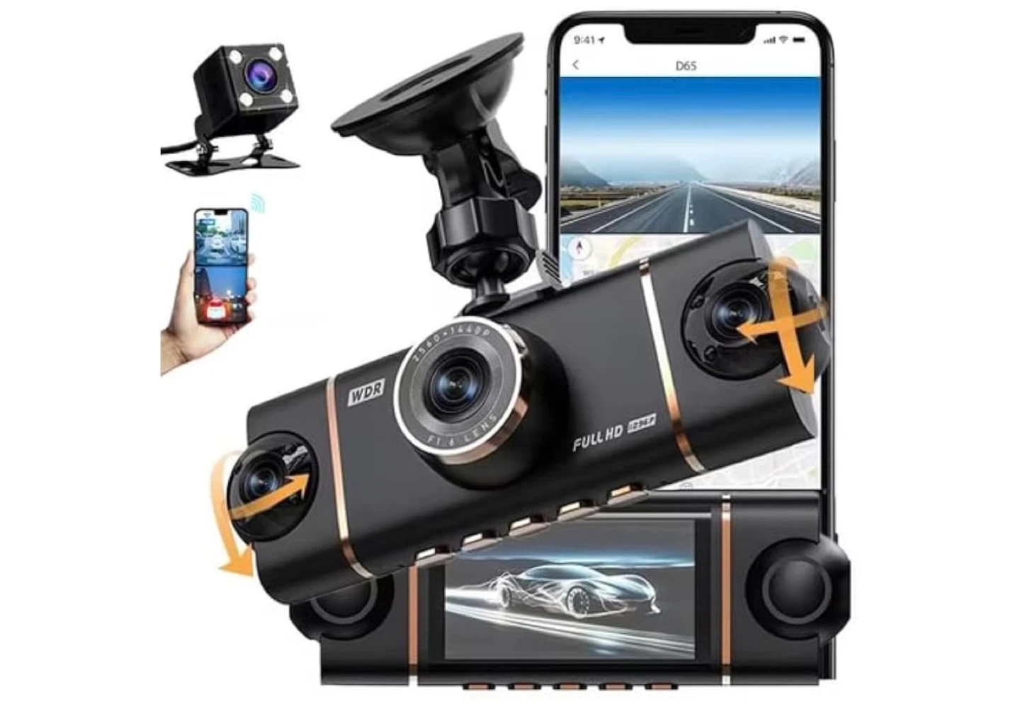 Dual Lens Dash Cam 1440P Full HD with WDR