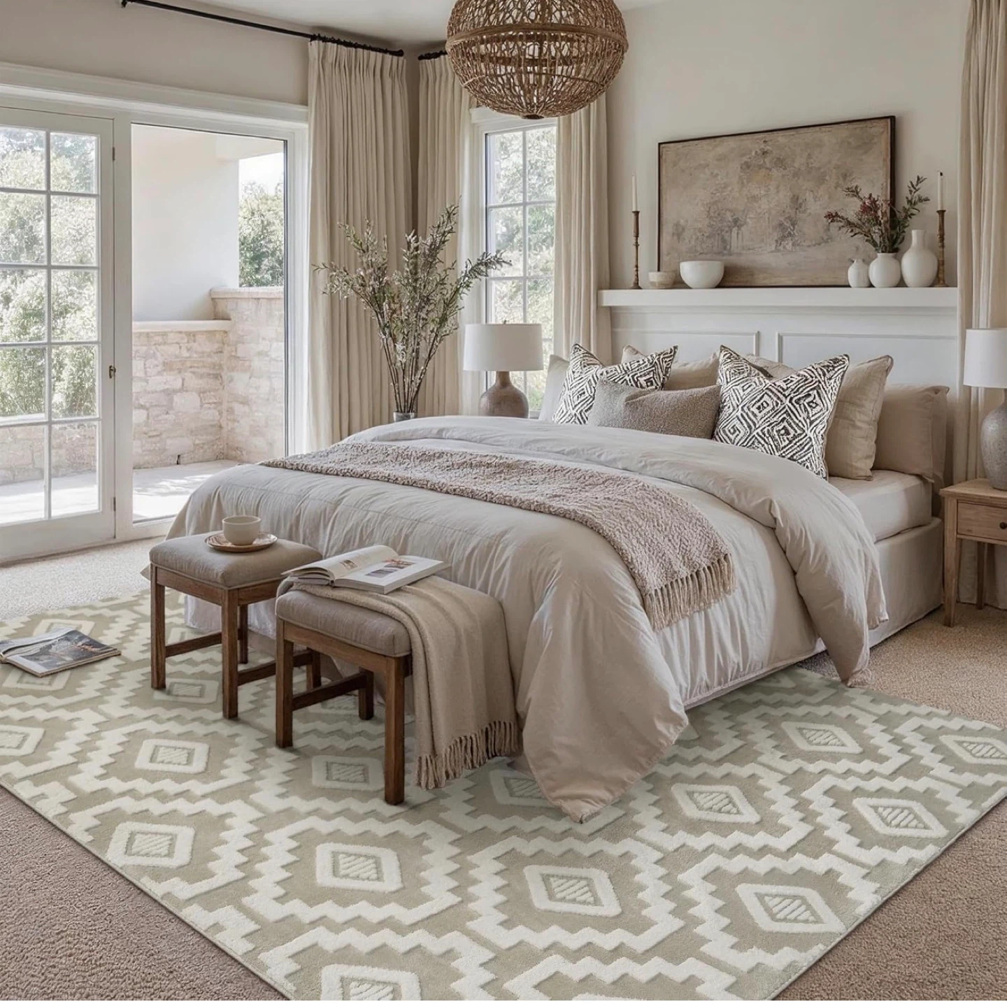 Geometric Pattern Area Rug - 0.6 inch Pile Height - photo 2