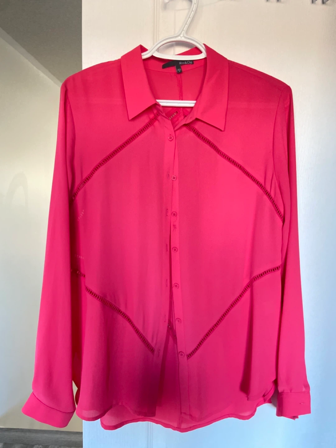 Ro & De Pink Long Sleeve Button-Up Shirt - Size M