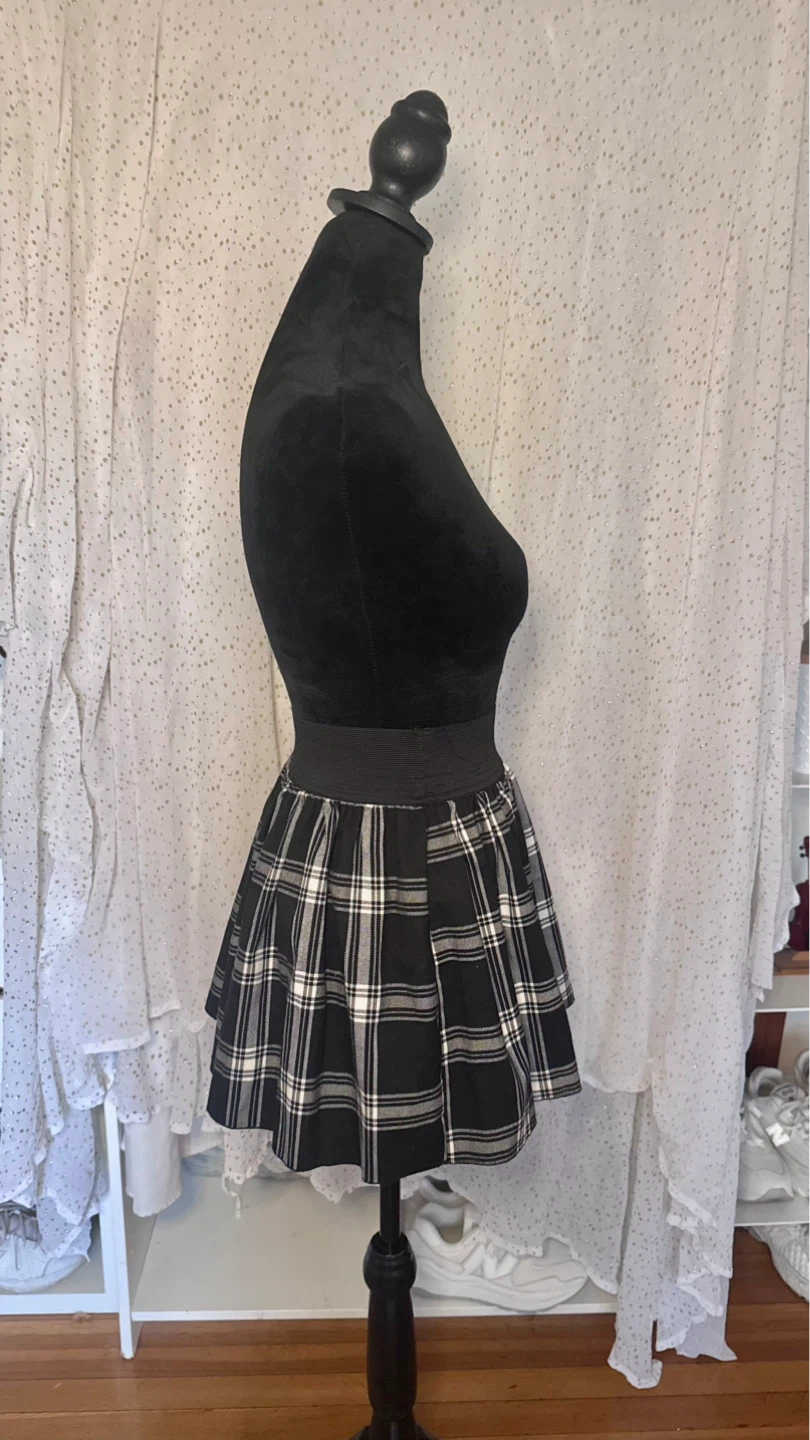 Black Plaid Pleated Mini Skirt - photo 2