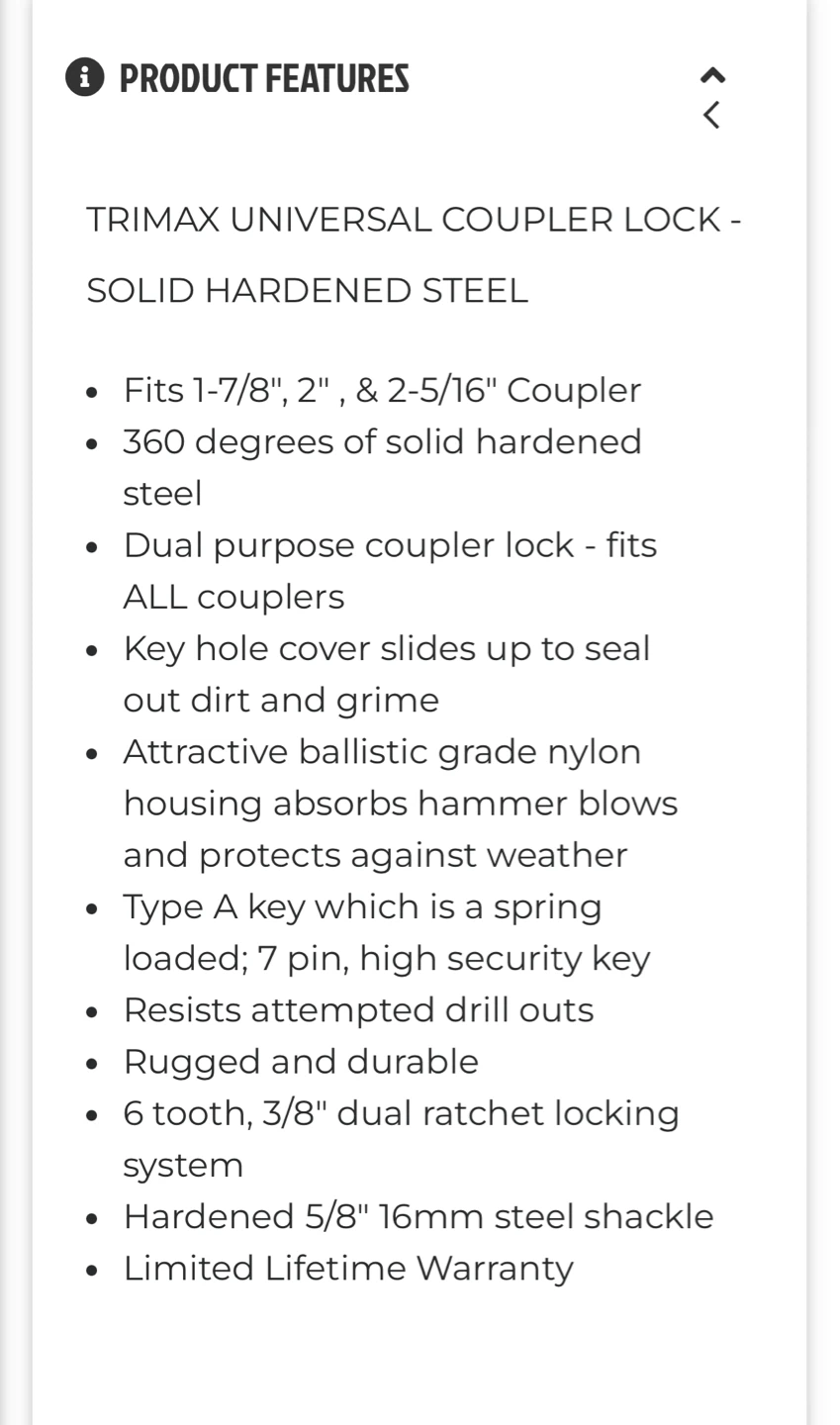 Tri-Max Universe Trailer Lock - UMax100 - photo 4