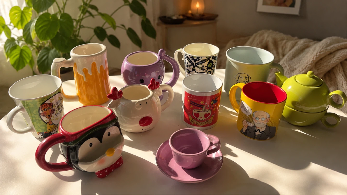 Collection of Novelty Mugs and Teapot