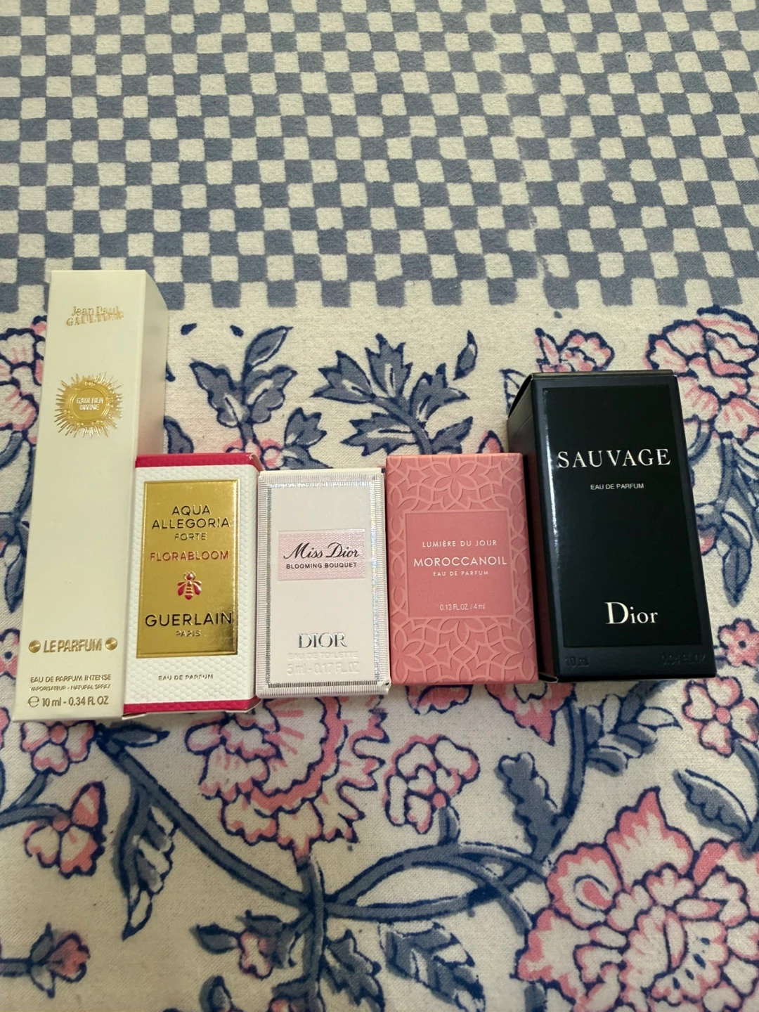 Set of 5 Perfume Miniatures: Dior, Guerlain, Jean Paul Gaultier