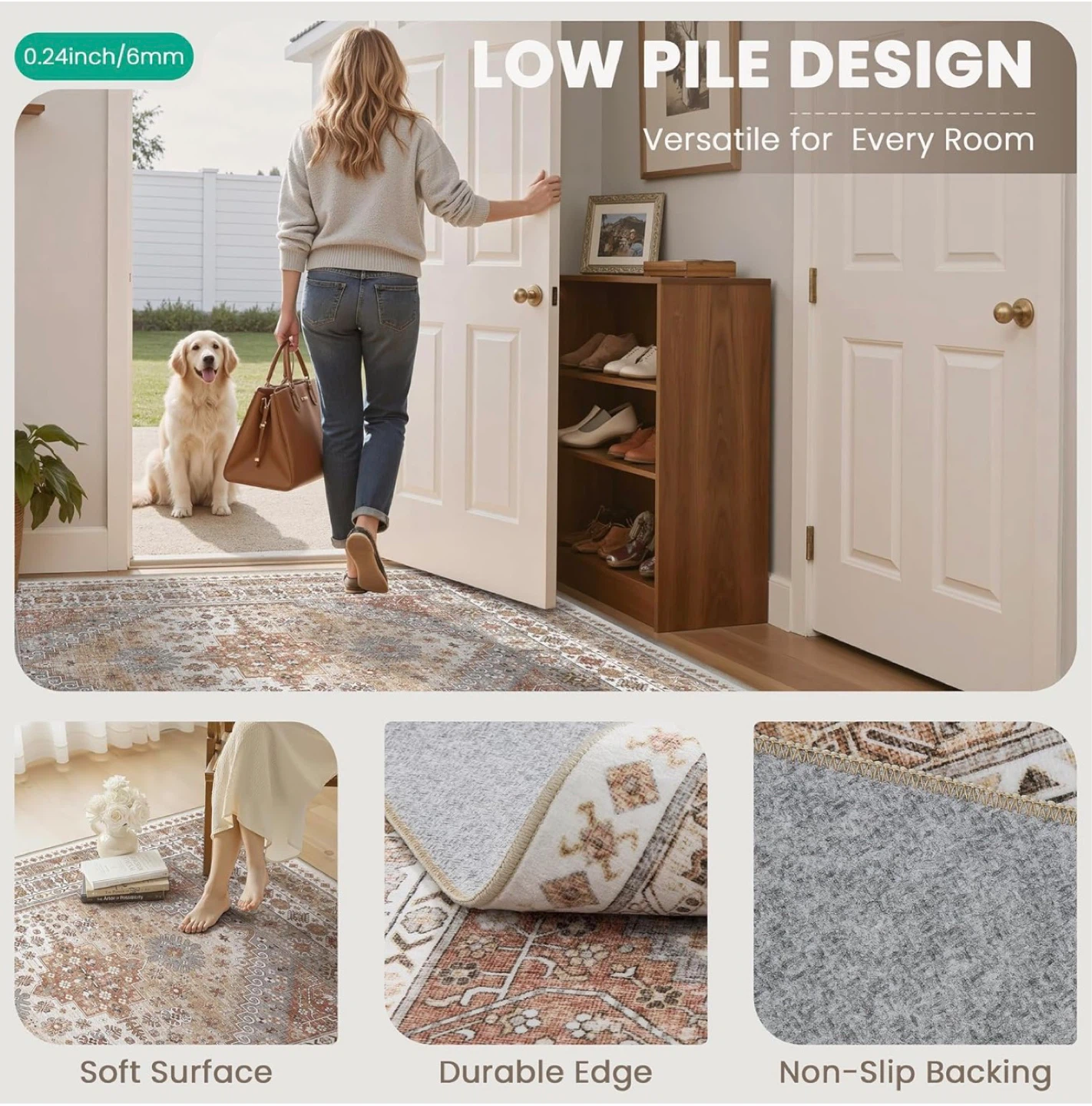 9' x 12' Traditional Area Rug - Machine Washable - photo 5