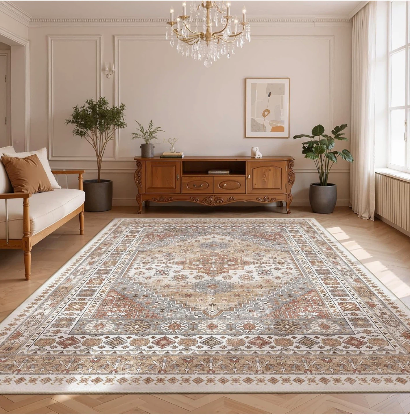 9' x 12' Traditional Area Rug - Machine Washable