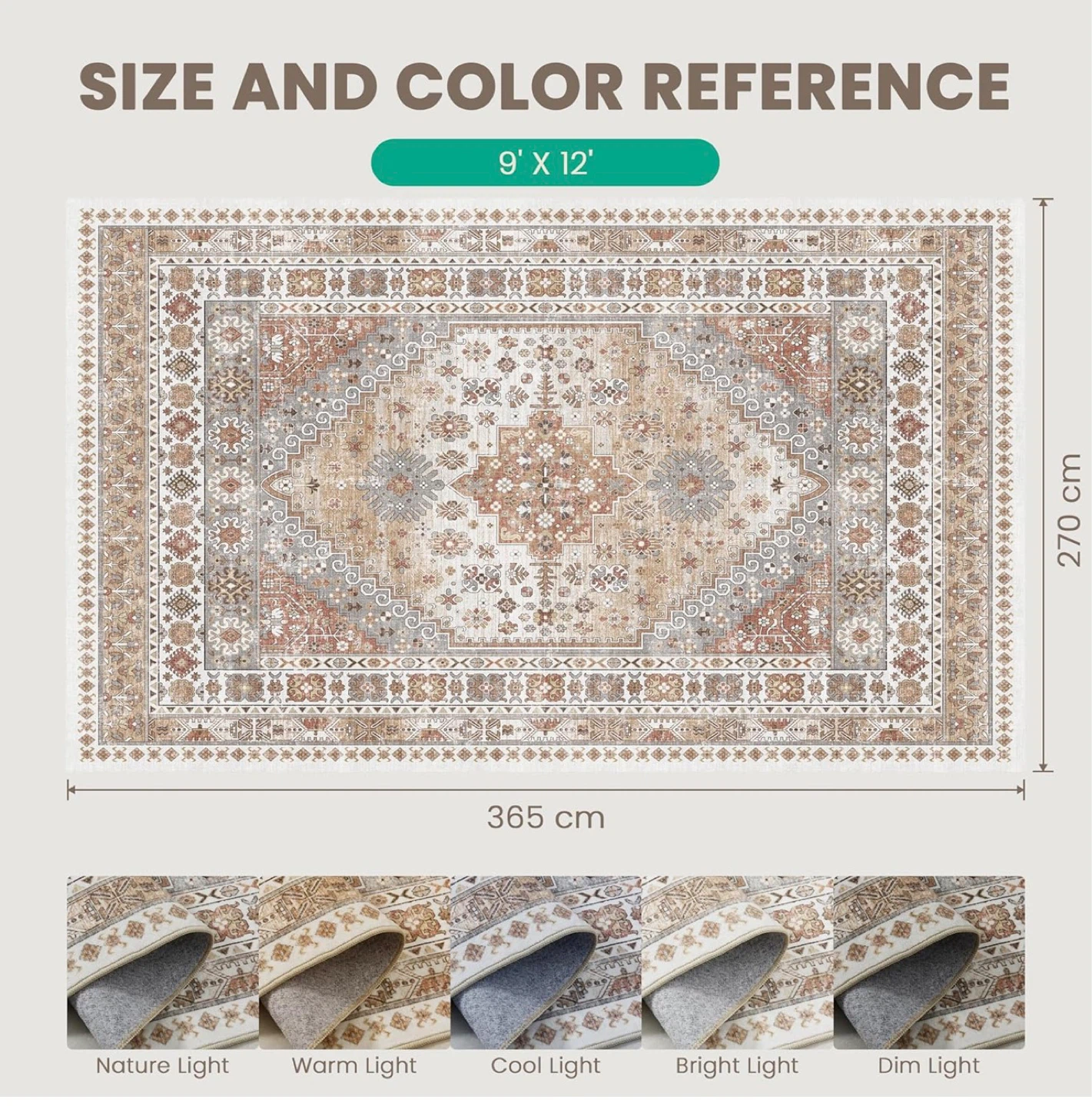 9' x 12' Traditional Area Rug - Machine Washable - photo 4