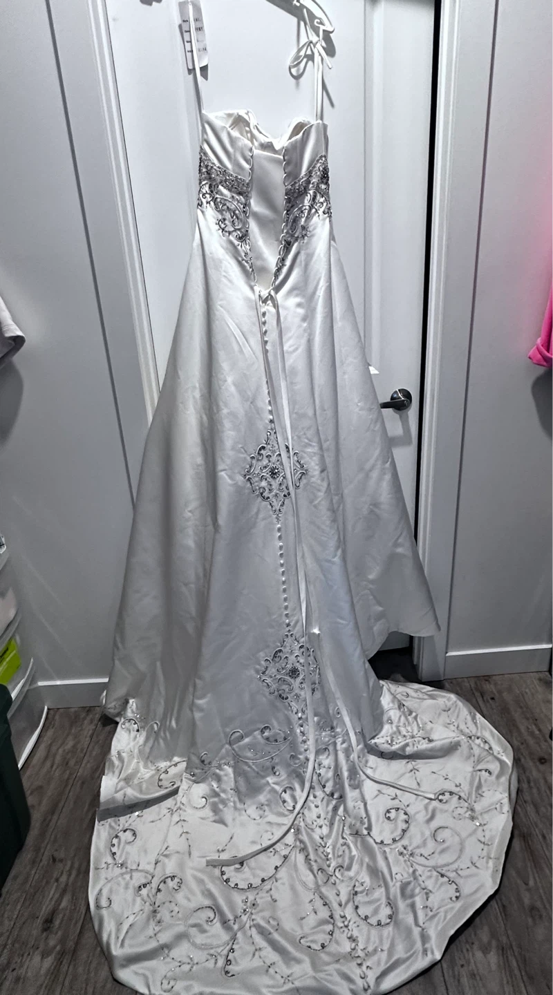 White Strapless Wedding Dress with Embellishments - photo 2
