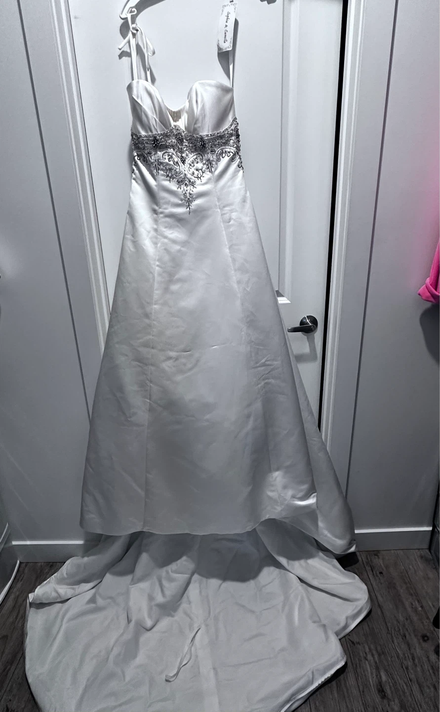 White Strapless Wedding Dress with Embellishments