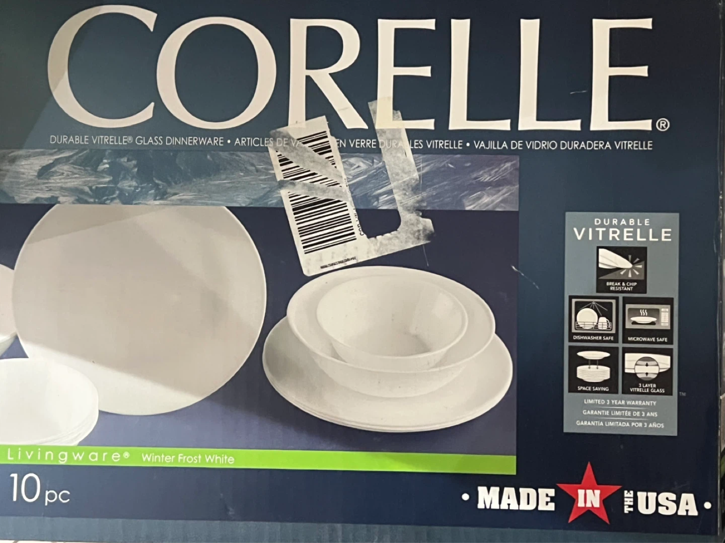 Corelle Livingware Winter Frost White 10-Piece Dinnerware Set