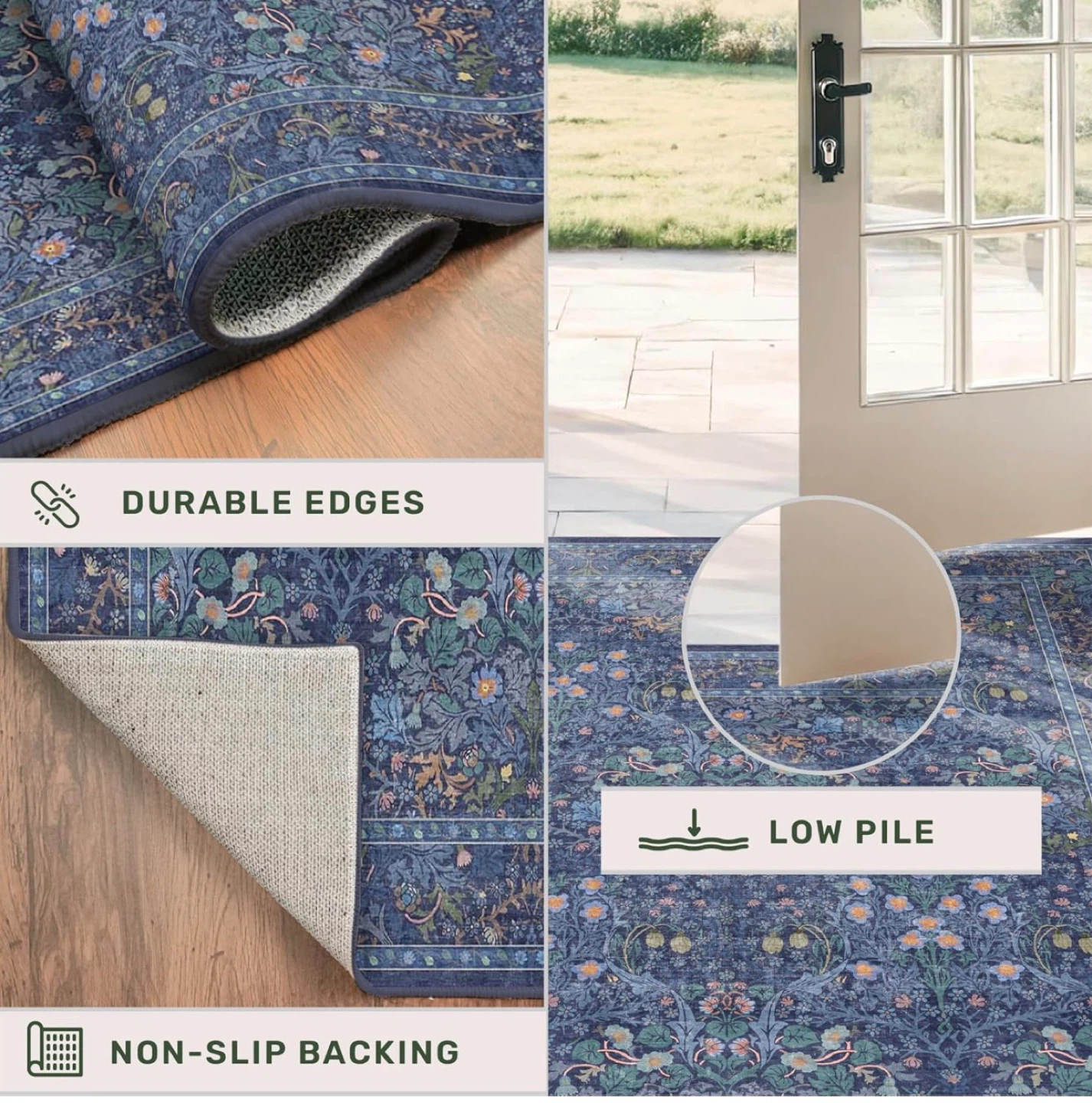 Blue Floral Area Rug - photo 4