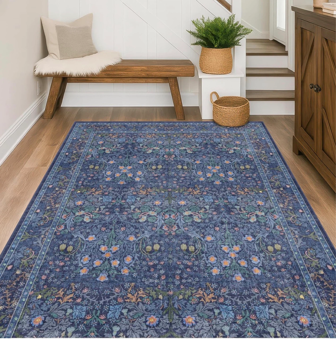 Blue Floral Area Rug - photo 5