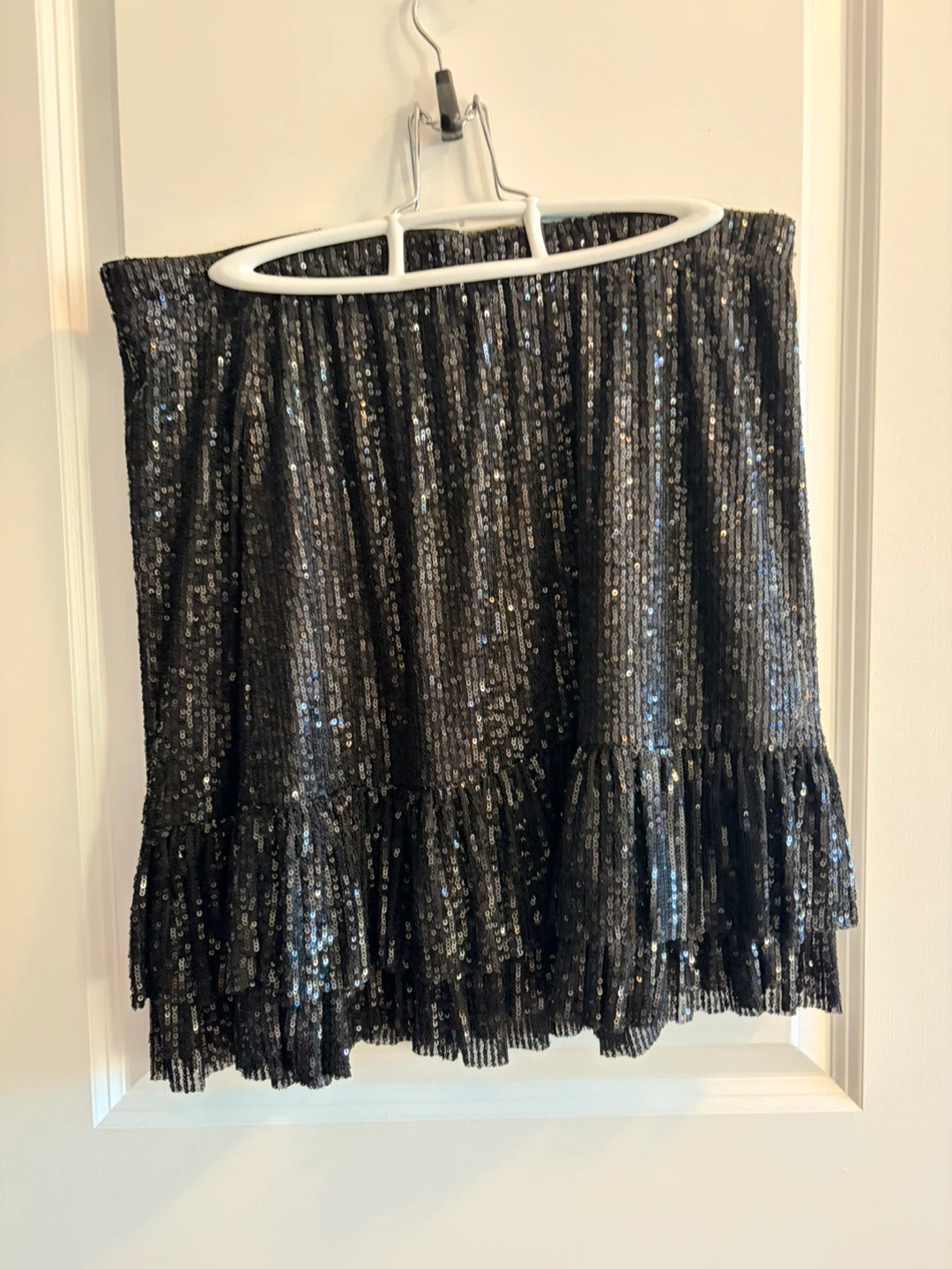 CeCe Black Sequin Ruffle Skirt Size 12 - photo 2